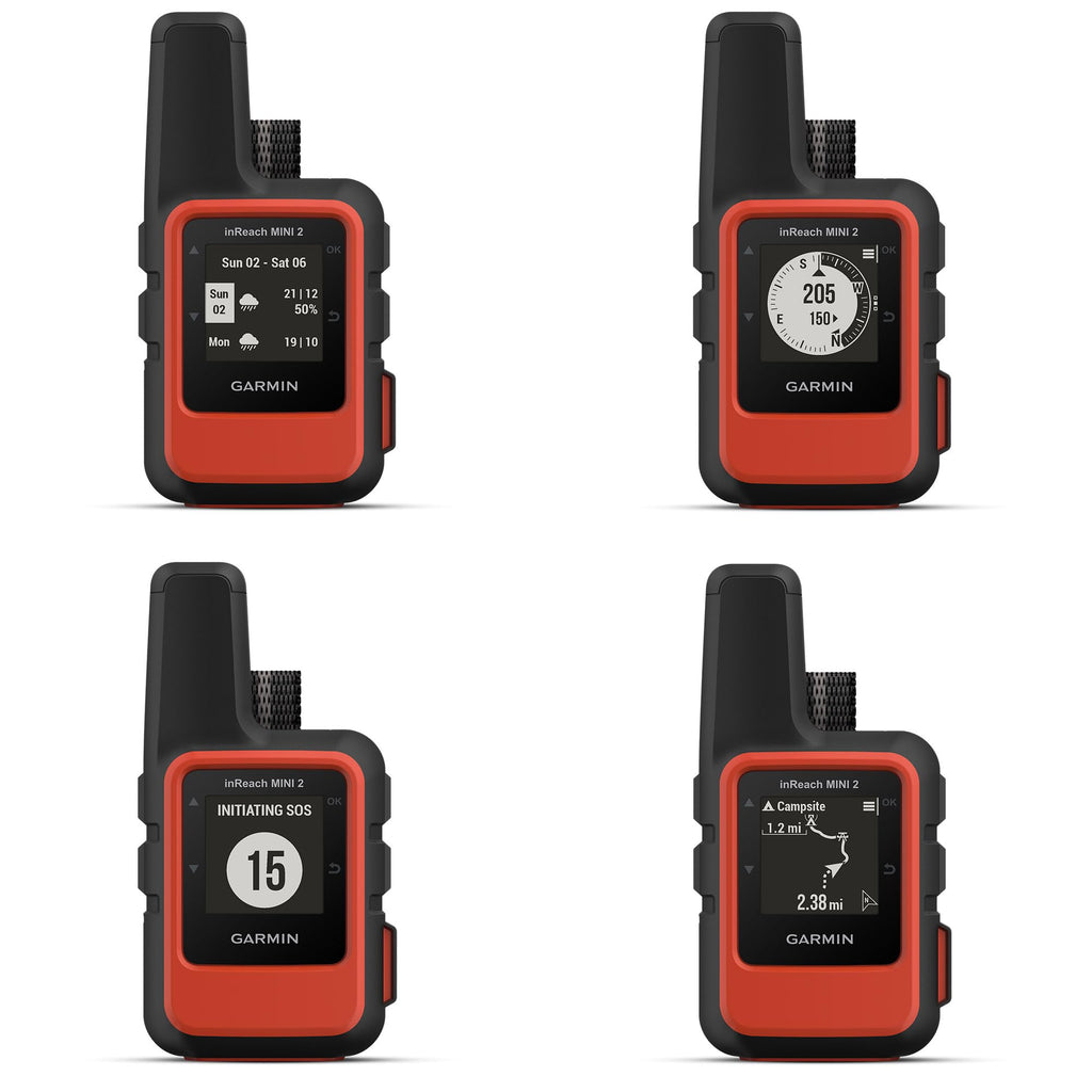 Garmin inReach Mini 2 Satellite Communicator, Lightweight Compact Rugged Design, Portable GPS Handheld for Hiking, Two-Way Text Messaging Device Bundle with Accessories (Flame Red)