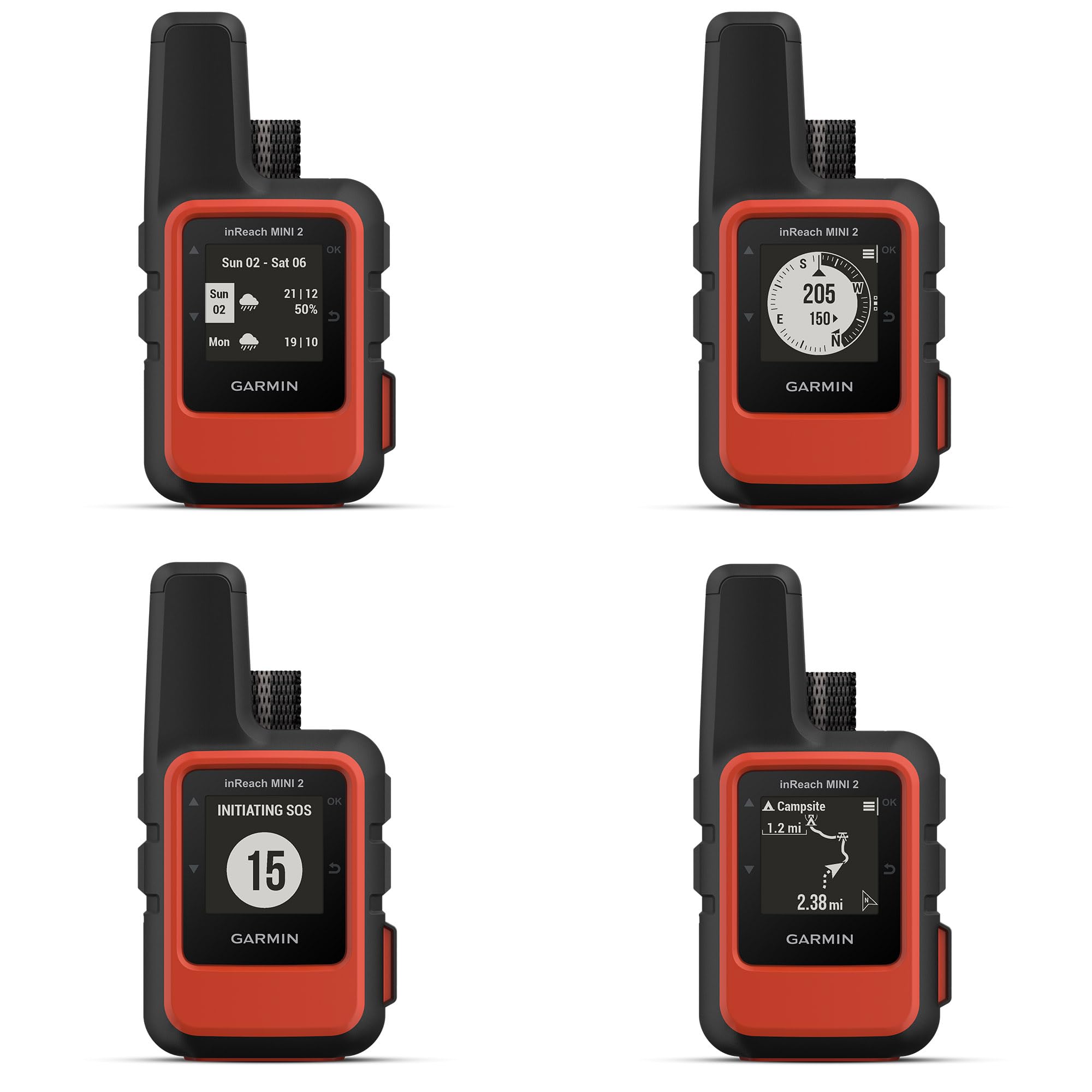 Garmin inReach Mini 2 Satellite Communicator, Lightweight Compact Rugged Design, Portable GPS Handheld for Hiking, Two-Way Text Messaging Device Bundle with Accessories (Flame Red)