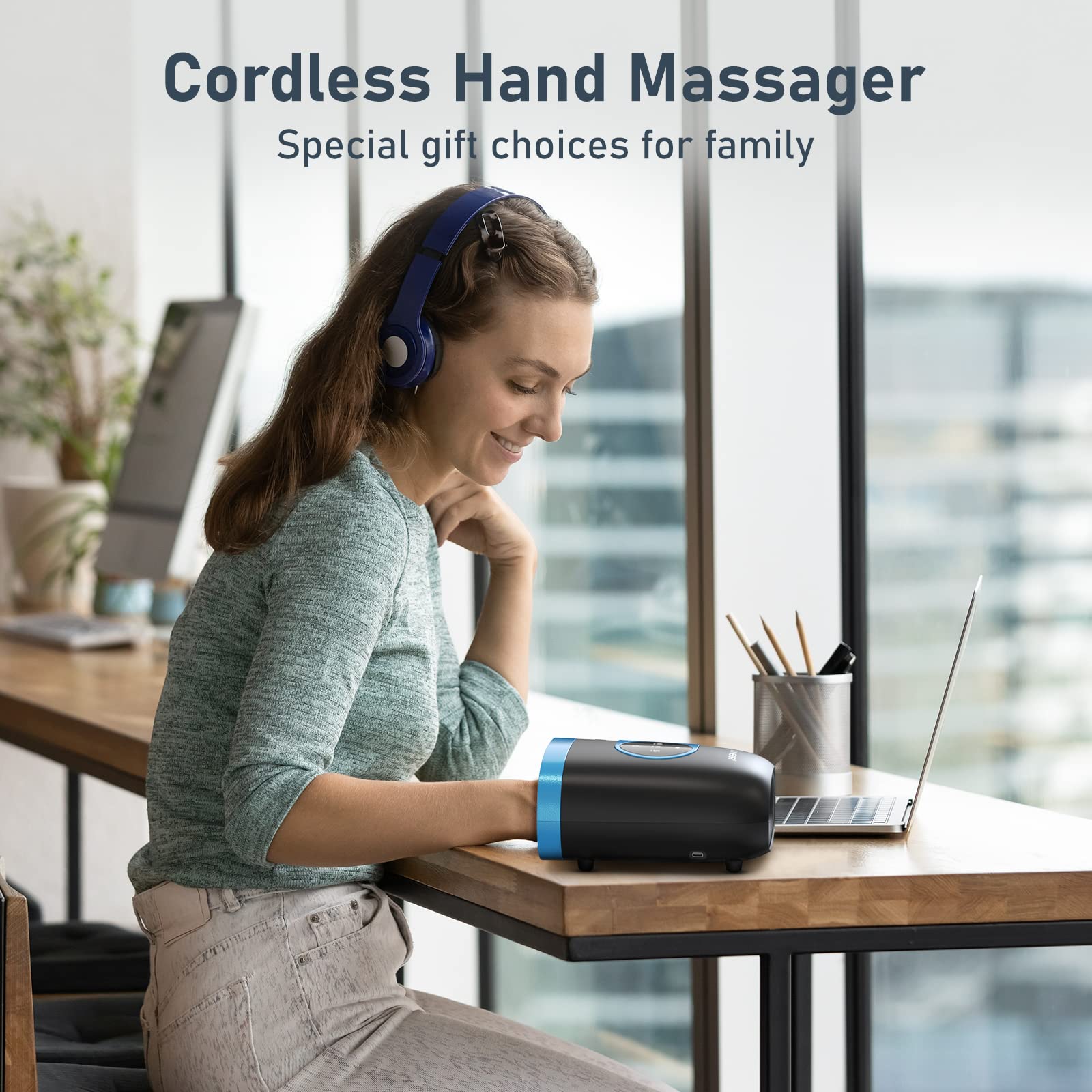 QUINEAR Hand Massager - Cordless Hand Massager with Heat and Compression for Arthritis, Carpal Tunnel and Stiff Joints - Gifts for Women Men - FSA-HSA