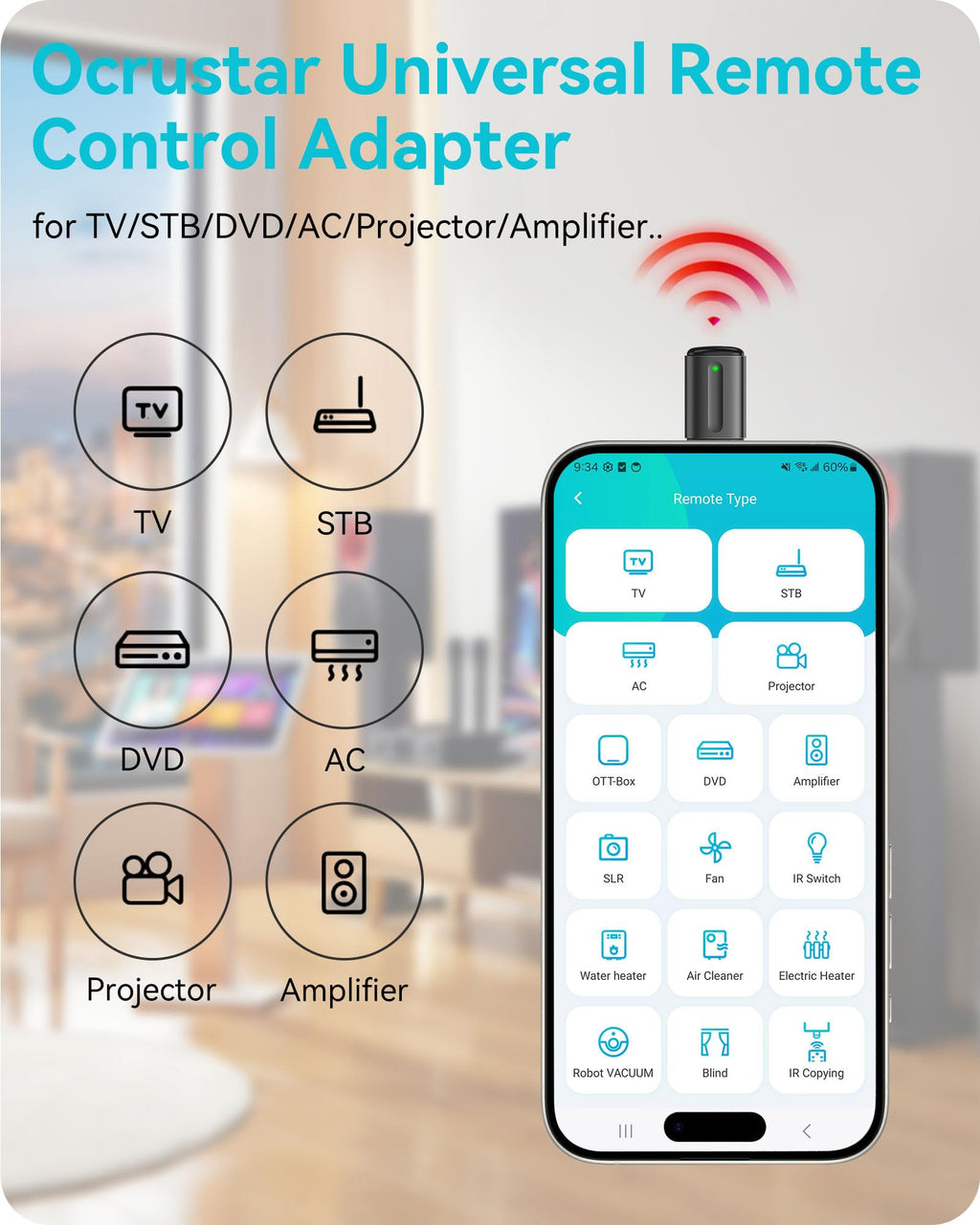 Universal Remote Control Adapter for iPhone All in One Remote Control for TV/AC/DVD Compatible with Samsung, Sony, Panasonic, Sharp, LG and More. (Black, for Lightning Plug iOS)