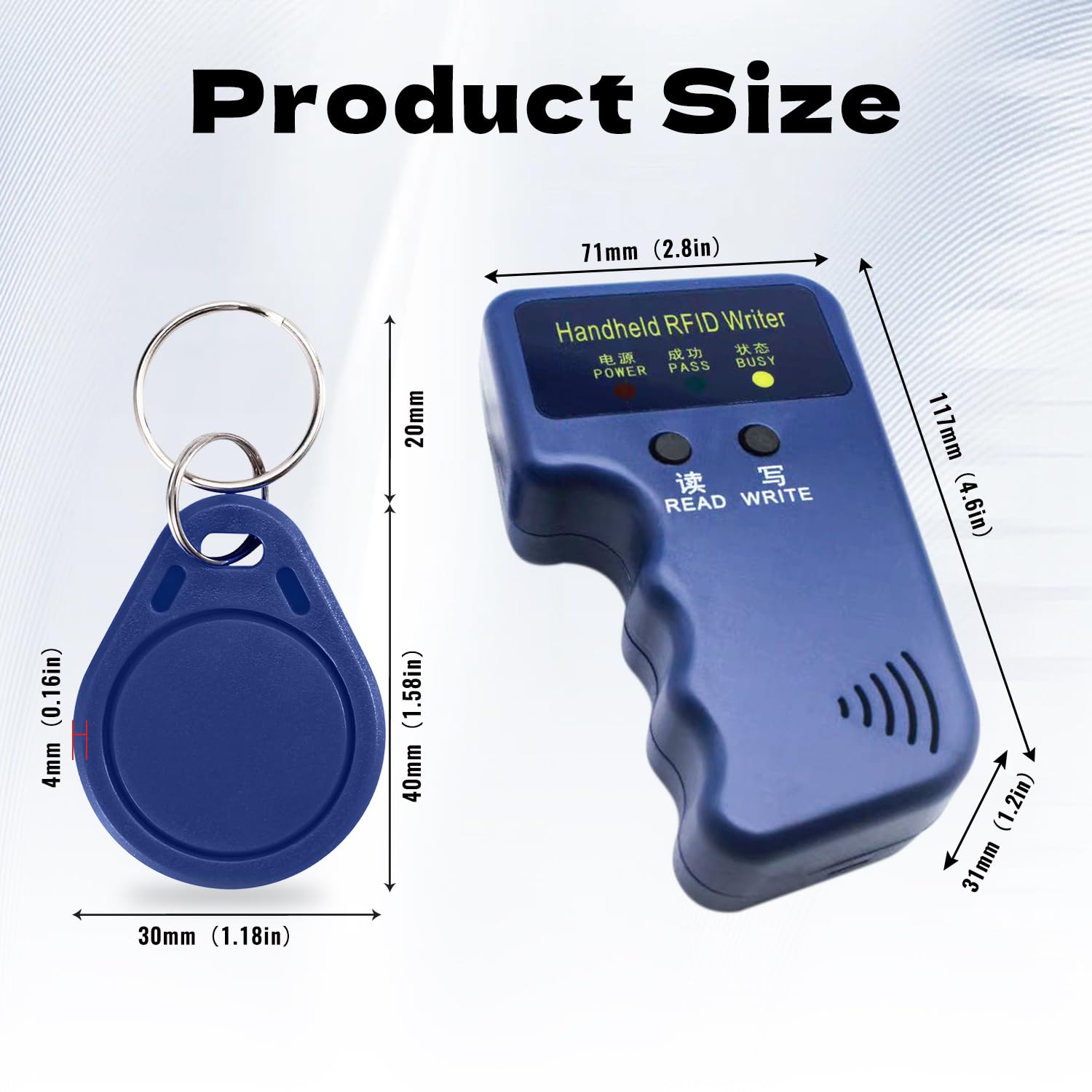 Handheld Copier RFID Reader Rewriter Smart ID Card Duplicator 125KHz Intelligent Access Control Reader, Includes 10 pcs Blank Writable T5577 Keychains
