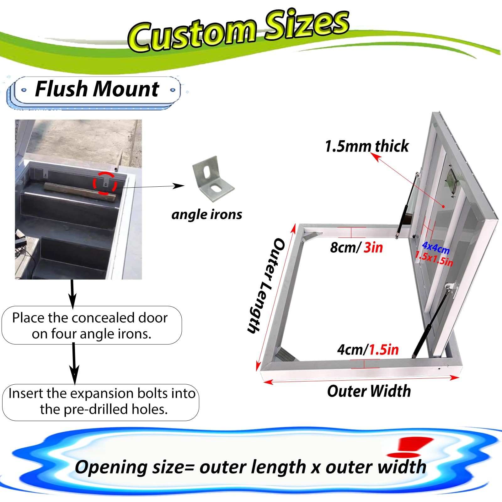 Convenience Basement Floor Hatch, Invisible Crawl Space/Cellar/Storage Room Entry Corridor Paneling, Heavy-Duty Steel Access Door Cover Plate(44X27in)