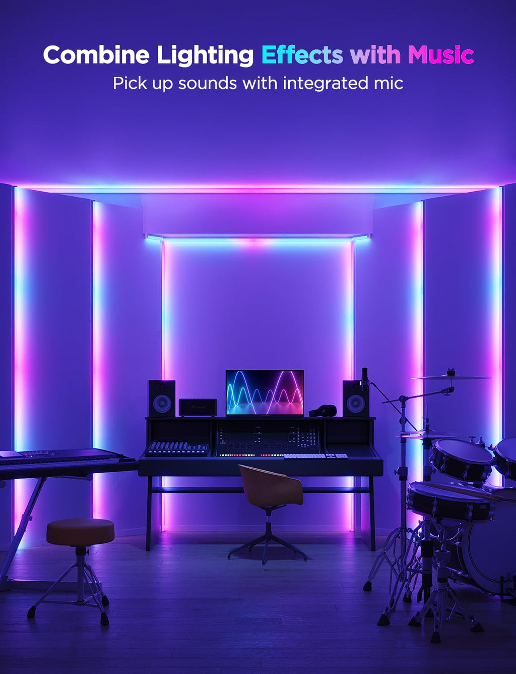 Govee RGBIC LED Strip Lights 32.8ft with Covers, Smart Lights Work with Alexa and Google Assistant, LED Diffuser Channel with LED Lights for Bedroom, Skirting Lines, Studio, Cabinet