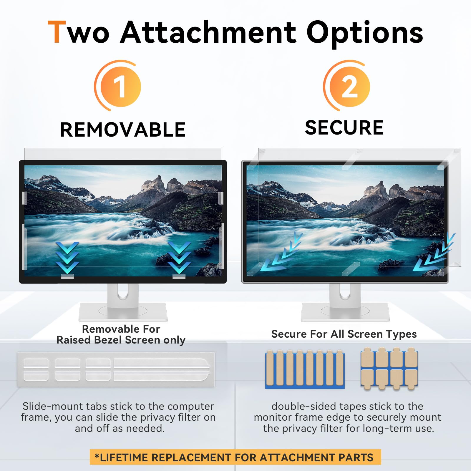 [2 Pack] 24 Inch Computer Privacy Screen for 16:9 Aspect Ratio Widescreen Monitor, Eye Protection Anti Glare Blue Light Computer Monitor Privacy Filter, Removable Anti-Scratch 24in Protector Film