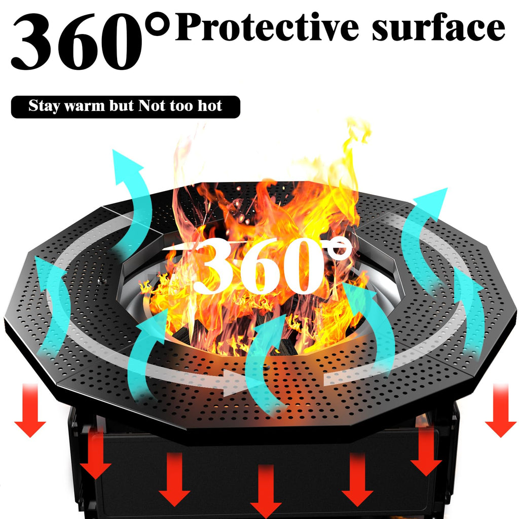 Larrik Surround Tabletop Use for Solo Stove Bonfire Ranger 2.0 and Mesa, Accessories for Solo Stove, Fire Pit Surround Table Adjustable with UV-Resistant Outdoor Fabric, Thick Metal Black