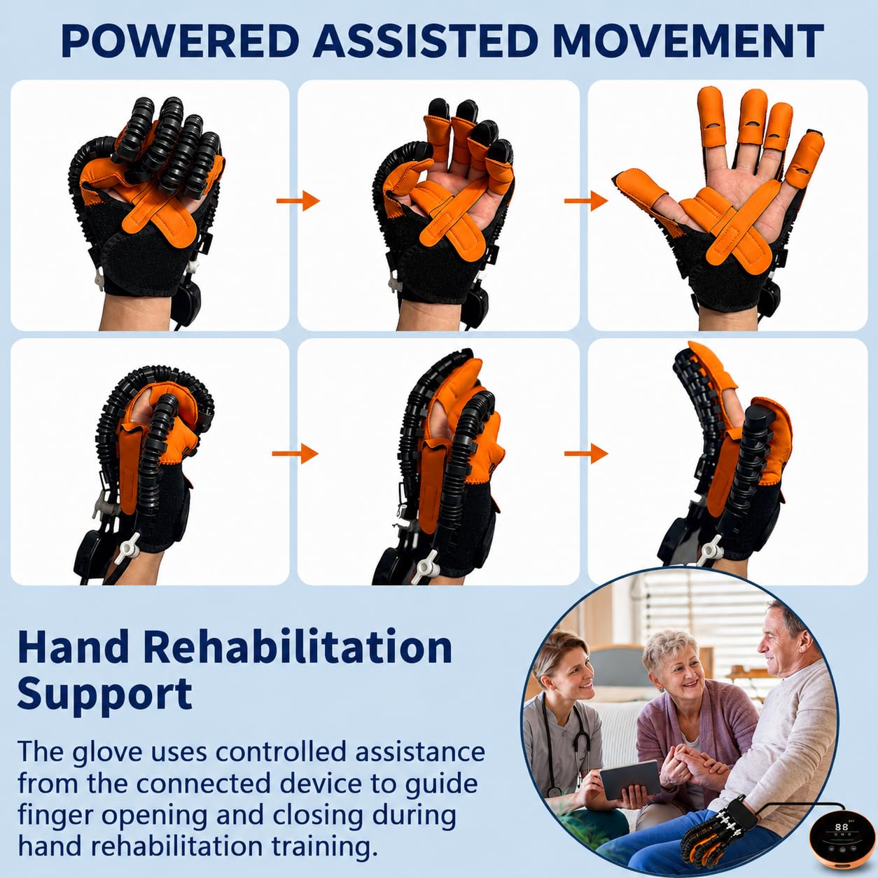 Rehabilitation Robot Gloves for Stroke Recovery, Auto Finger Exerciser for Assisted Hand Training and Hand Function Rehabilitation (Letf Hand L)