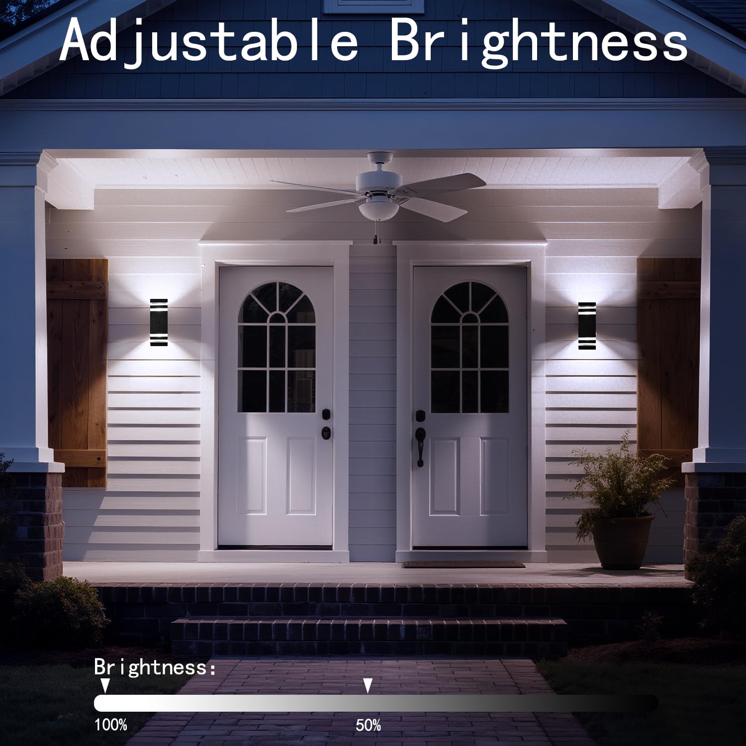 WISELUME Motion Sensor Outdoor Wall Lights, Cold Light with PIR Body Sensor, Black Aluminum Up & Down Porch Sconce, GU10 LED Bulbs Included, ETL Listed, Dusk to Dawn Garage & Garden Lighting Fixture