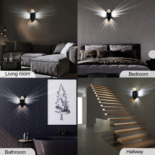 Chamese Bald Eagle Wall Light, American Eagle Night Light, Magnetic Wall Mounted Eagle Lamp for Bedroom, Living Room, Hallway, Removable Charging Eagle Light