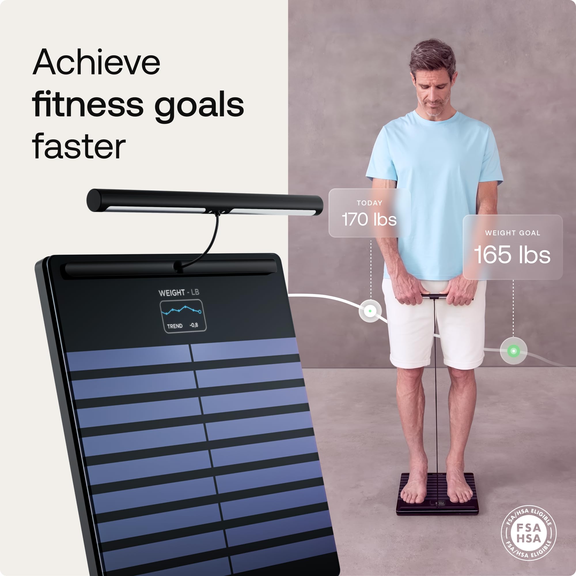 WITHINGS Body Scan - Connected WiFi Scale to Improve Your Health, BIA Personal Scale, Body Composition Analysis, Body Fat, Muscle Mass, Water Percentage