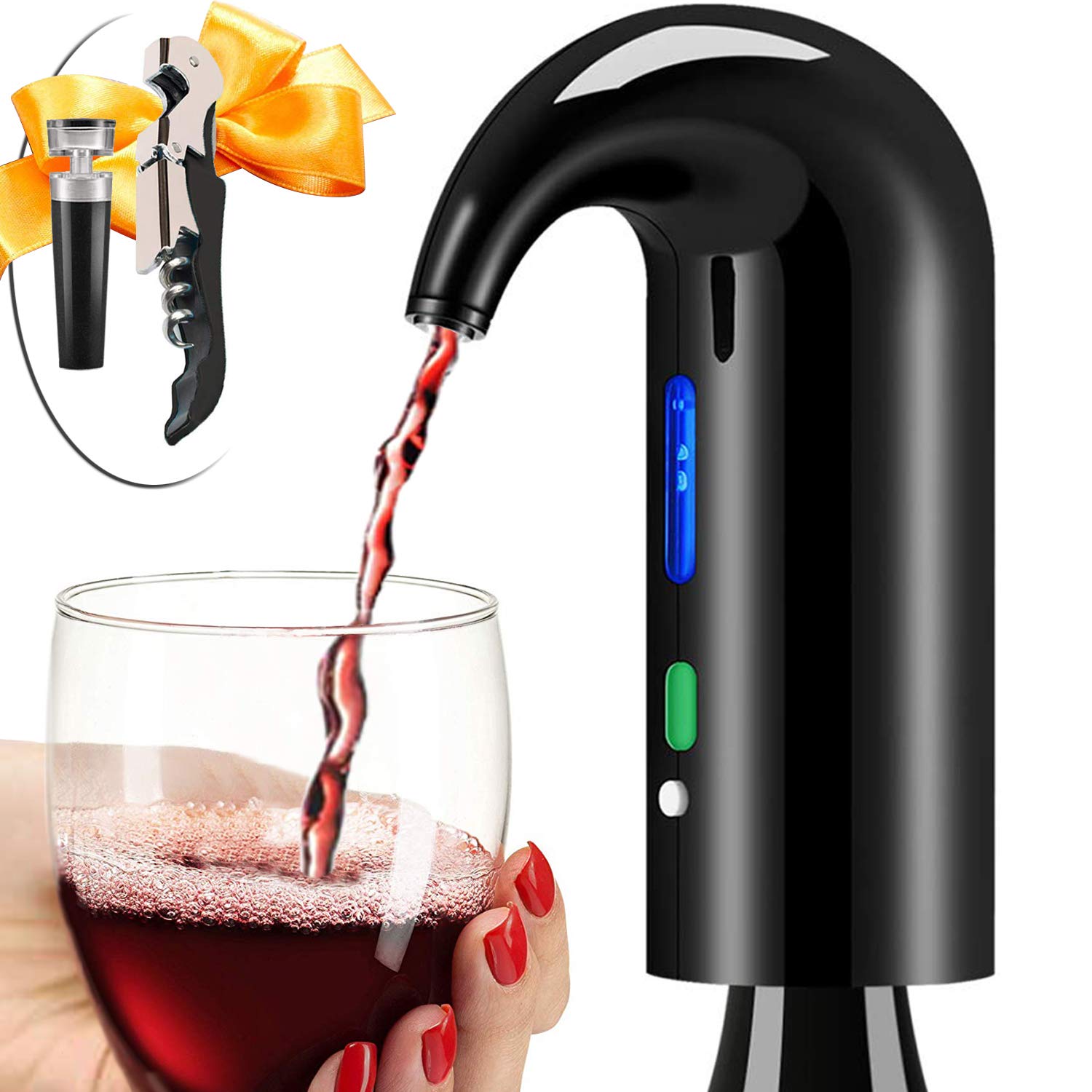 Wine Aerator Electric Wine Decanter Best Sellers One Touch Red -White Wine Accessories Aeration Work with Wine Opener for Beginner Enthusiast - Spout Pourer - Great Fathers Day Gift