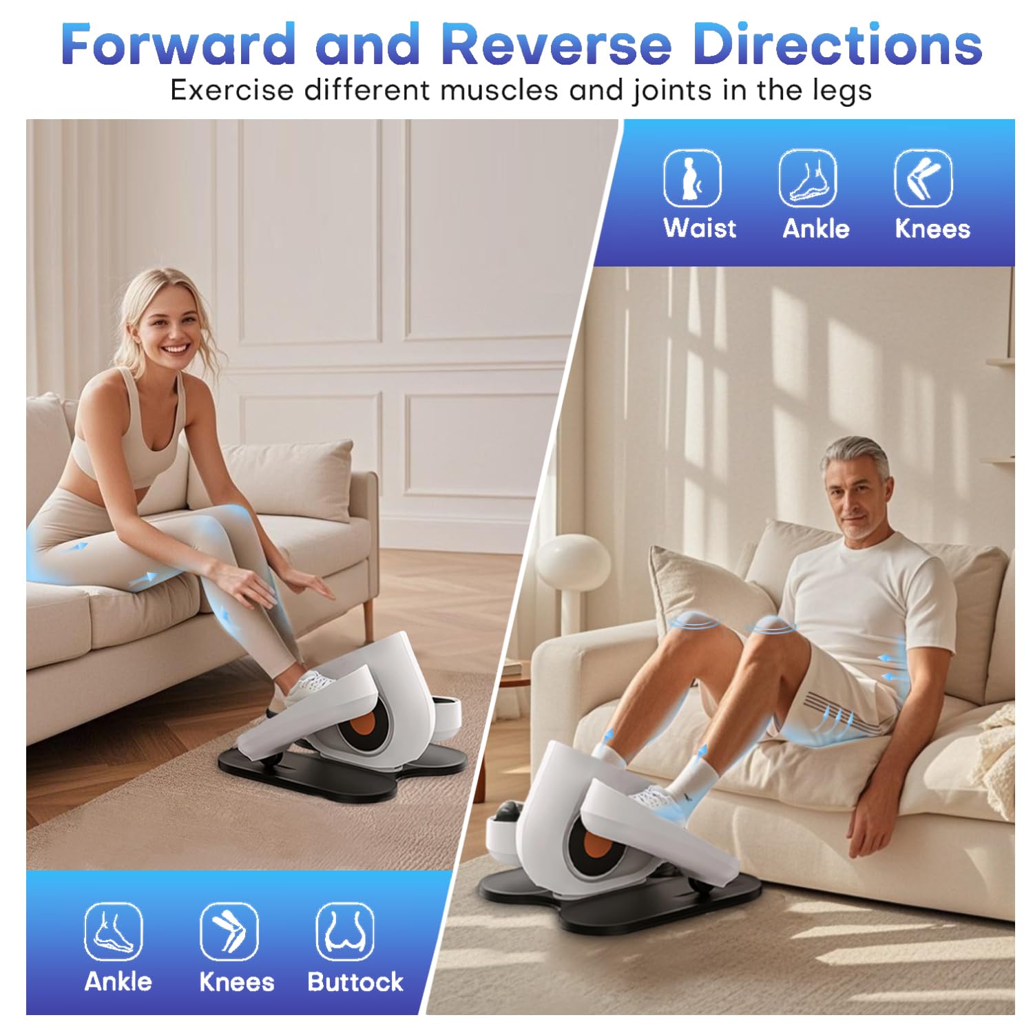 Under Desk Elliptical Machine, Electric Leg Exerciser While Sitting for Seniors with Remote Control, Whisper Quiet Motorized Seated Pedal Exerciser, Home Office Daily Use, No Assembly Required,White