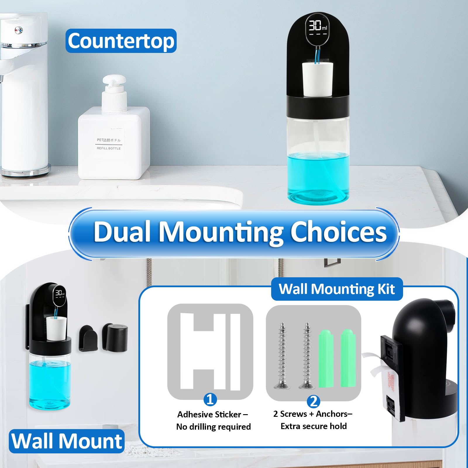 Mouthwash Dispenser for Bathroom, Automatic Mouthwash Dispenser, 20.29 oz Touchless Electric Wall Mounted Mouth Wash Dispenser, 4 Modes with 4 Magnetic Cups for Kids & Adults,Bathroom Accessories Set