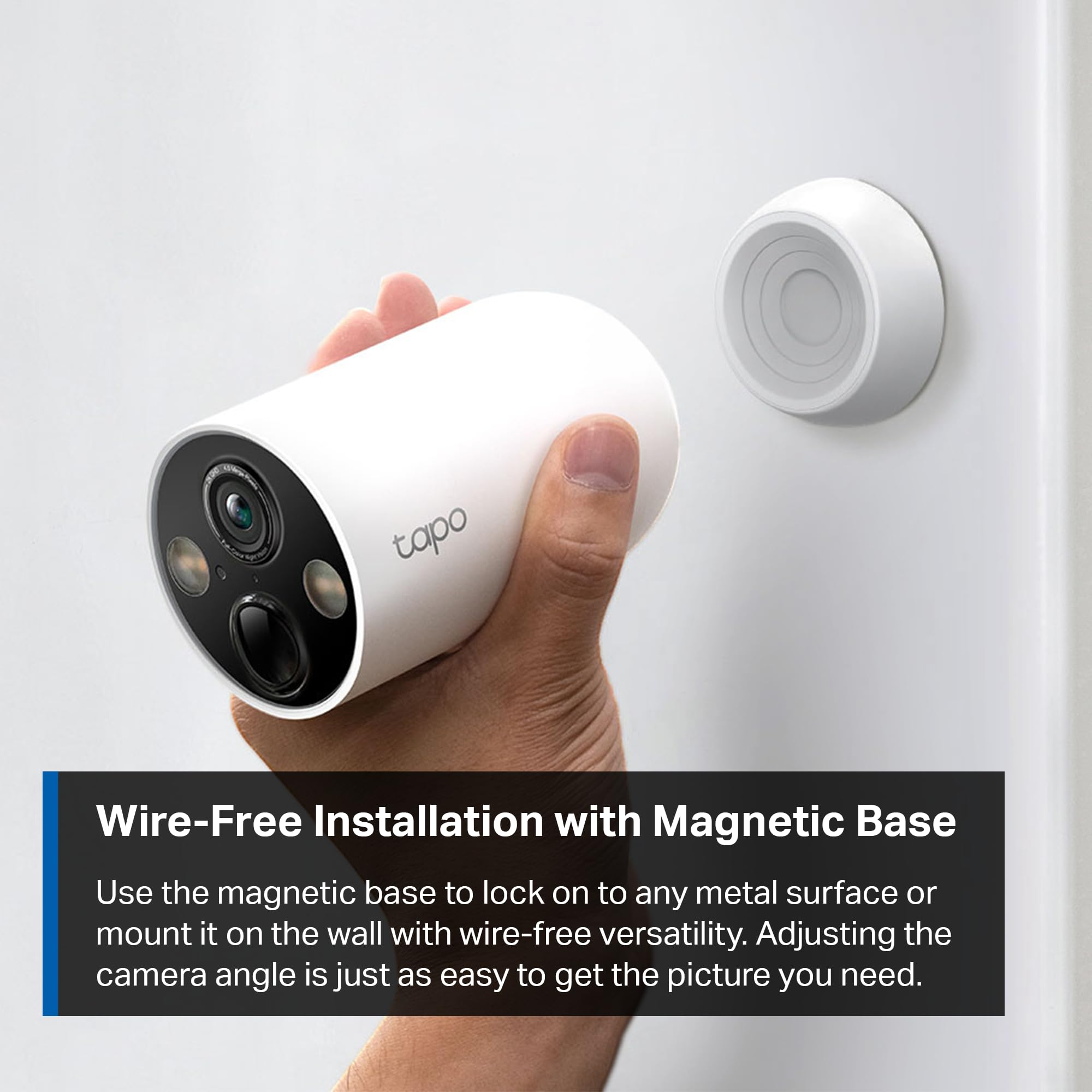 Tapo by TP-Link Wire-Free MagCam, Indoor/Outdoor 2K Battery Powered Smart Security Camera, Magnetic Mount, Starlight Color Night Vision, Person/Pet/Vehicle Detection, SD/Cloud Storage, 2.4GHz Wi-Fi