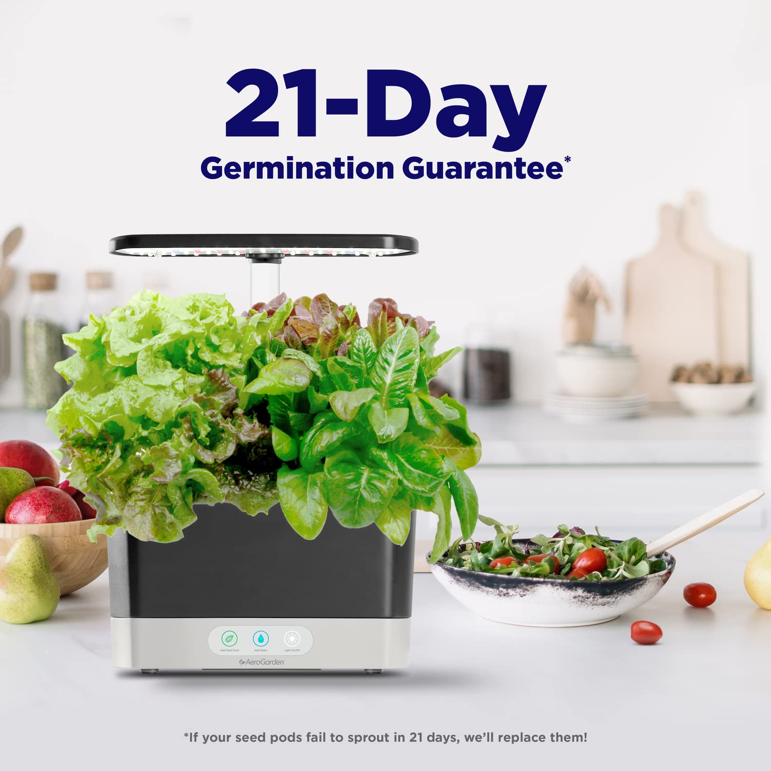 AeroGarden Harvest Indoor Garden Hydroponic System with LED Grow Light and Herb Kit, Holds up to 6 Pods, Black