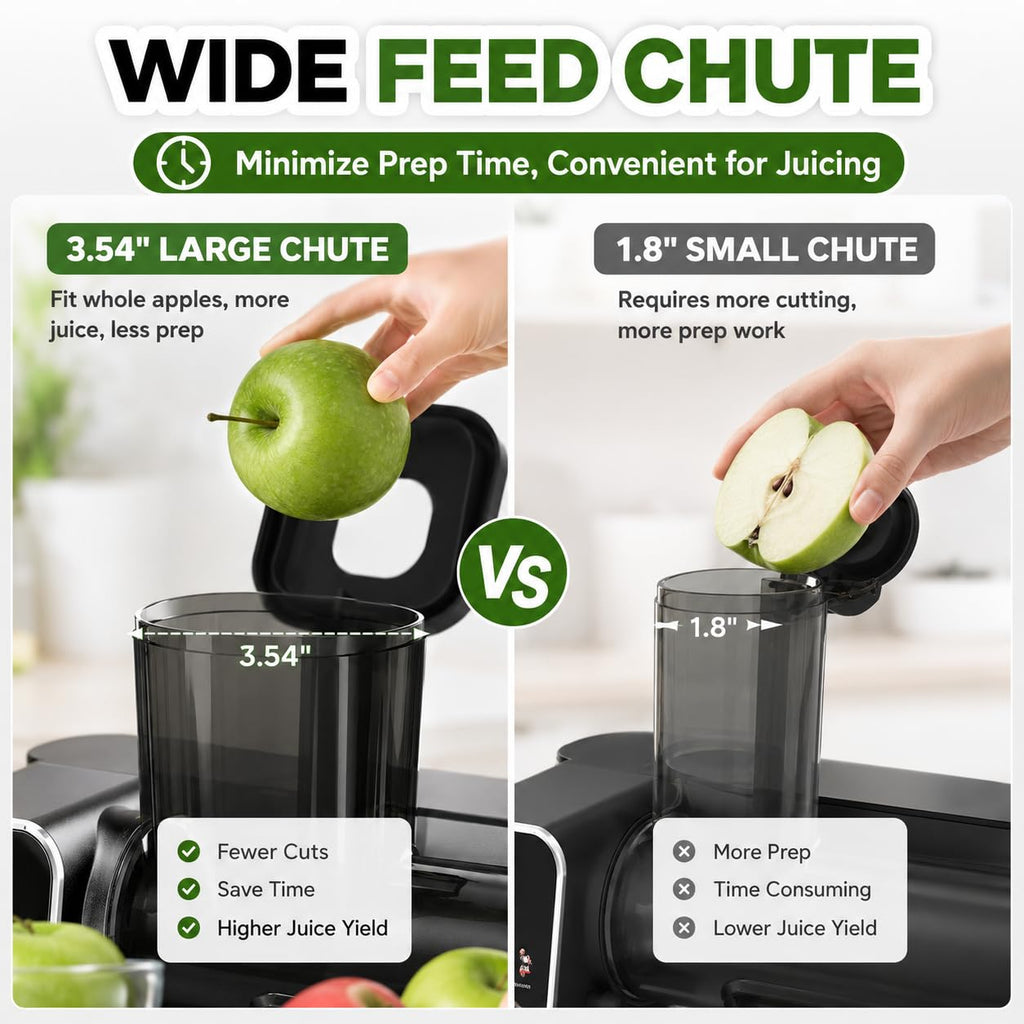 WETIE Cold Press Juicer, Powerful Juicer Machines with Adjustable Juicing Pressure, 99% High Juice Yield, Quiet Slow Masticating Juicer with Touch Screen, 3.54'' Feed Chute, Easy to Clean with Brush