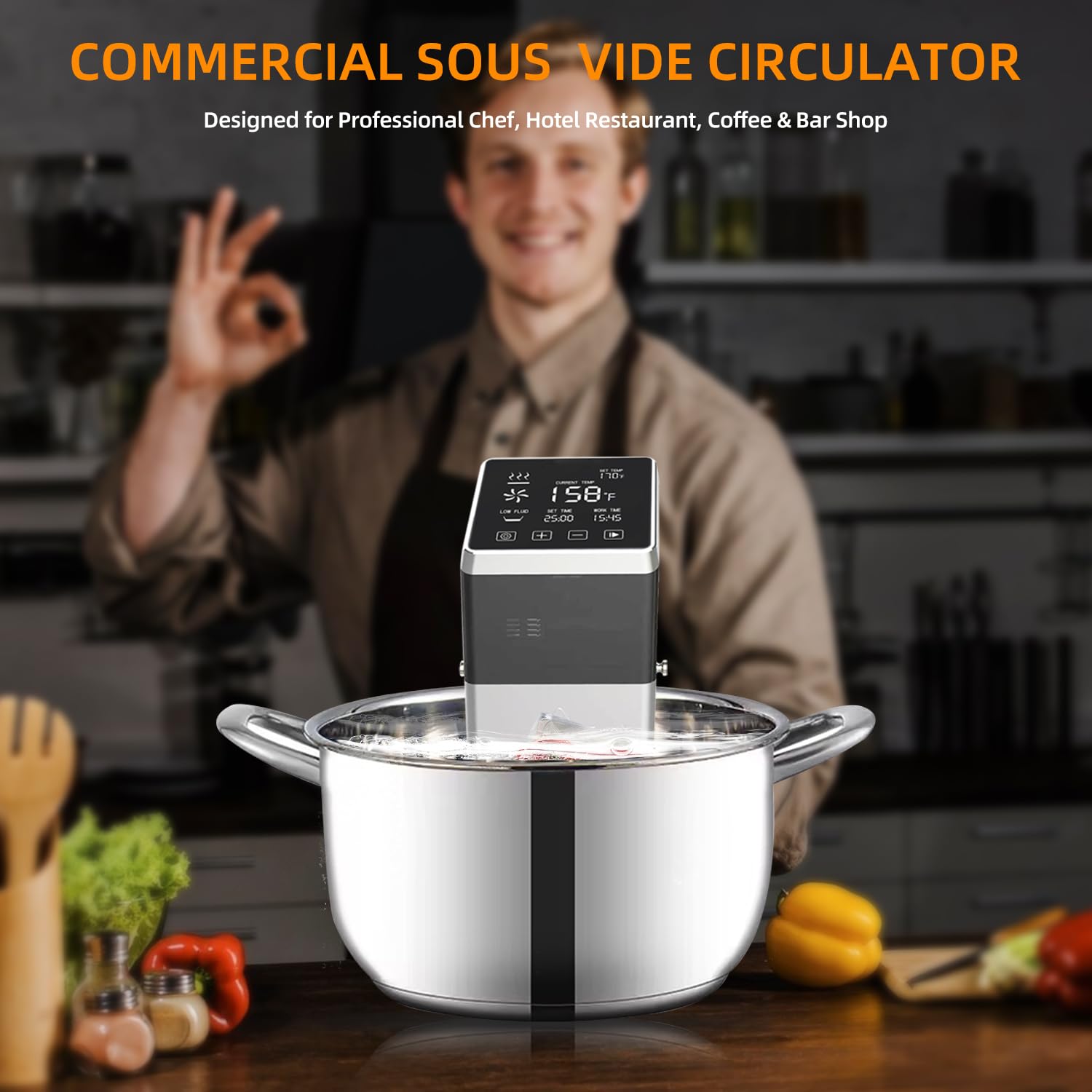 Anchorchef 1400W Sous Vide Cooker, Precision Immersion Circulators with large Touchscreen Accurate Temperature Timer (120V with WiFi)