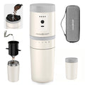 HAUSHOF Portable Coffee Grinder, Camping Coffee Makers, Portable Burr Coffee Grinder and Brewing Kit, Rechargeable, Personal Cordless Coffee Maker for Car, Camping, for Home Use
