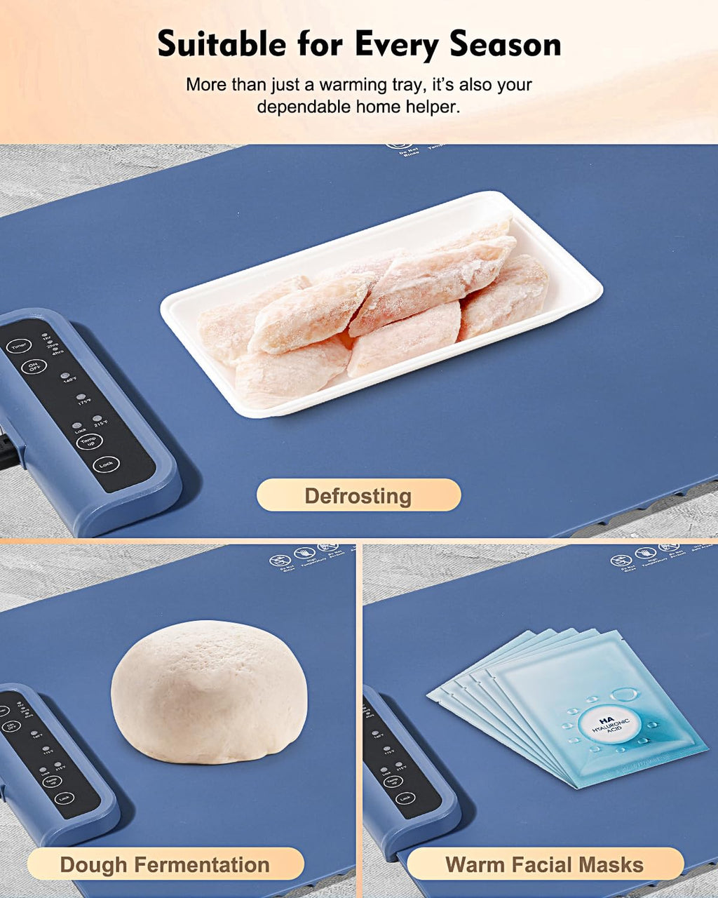 Food Warming Mat - Roll Up Portable Electric Warming Tray with 3 Temperature Settings, Silicone Heating Mat for Food, Food Warmers for Parties, Buffets Party, Travel, Daily Lives