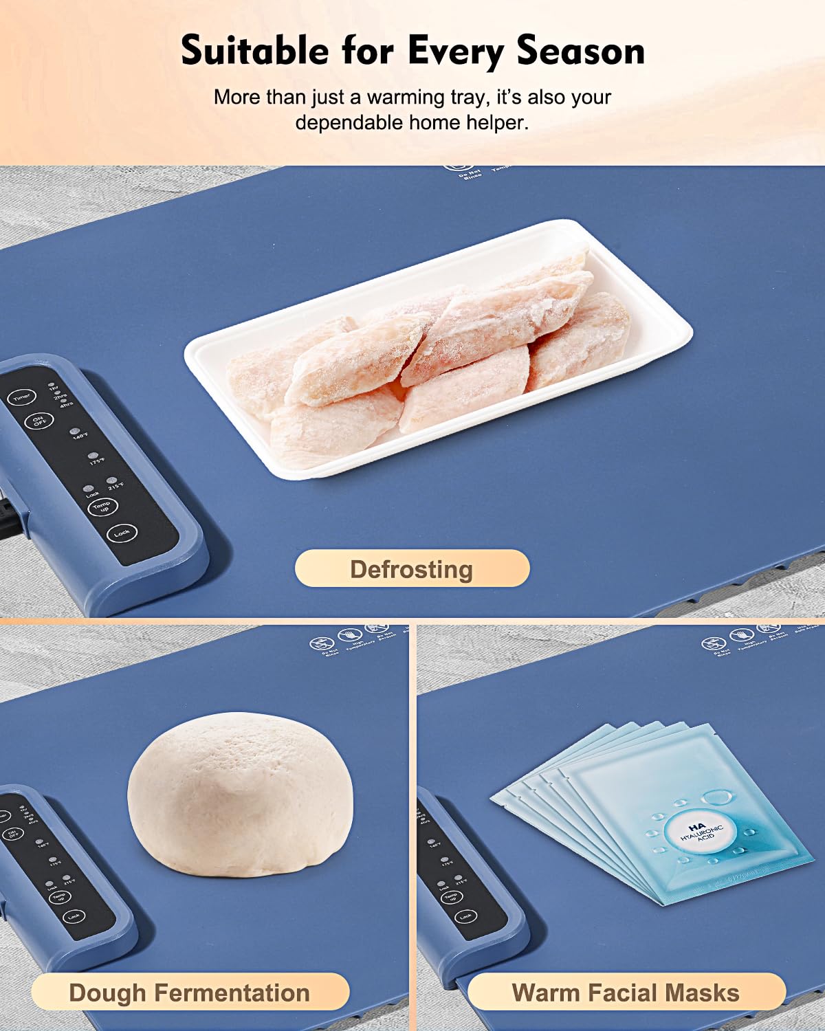 Food Warming Mat - Roll Up Portable Electric Warming Tray with 3 Temperature Settings, Silicone Heating Mat for Food, Food Warmers for Parties, Buffets Party, Travel, Daily Lives