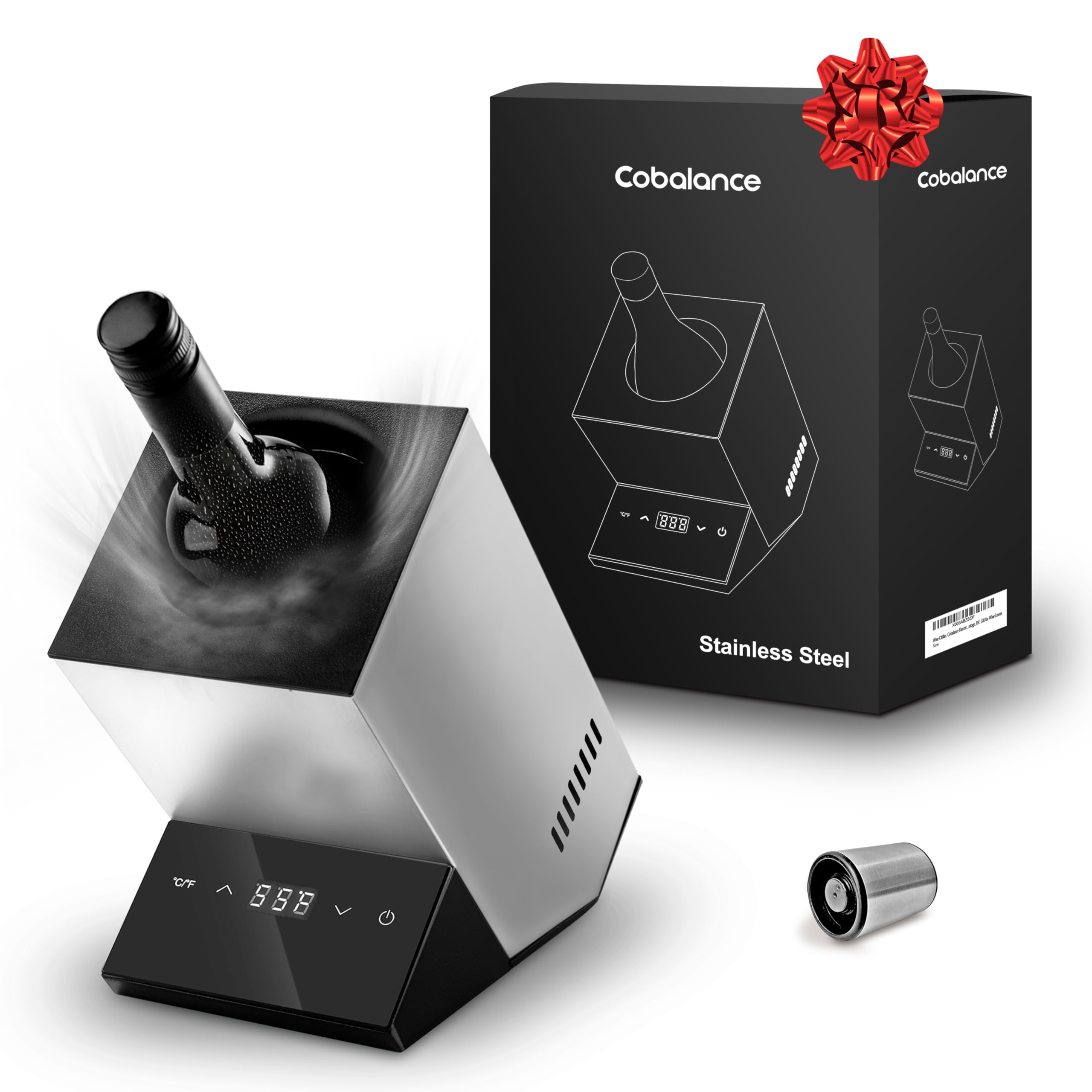 Cobalance Wine Chiller Electric,Single Bottle Cooler for 750ml Wine or Some Champagne,Portable Coolers Keep Cold Up to 24h,Personalized Chillers at Party,Gift for Wine Lover