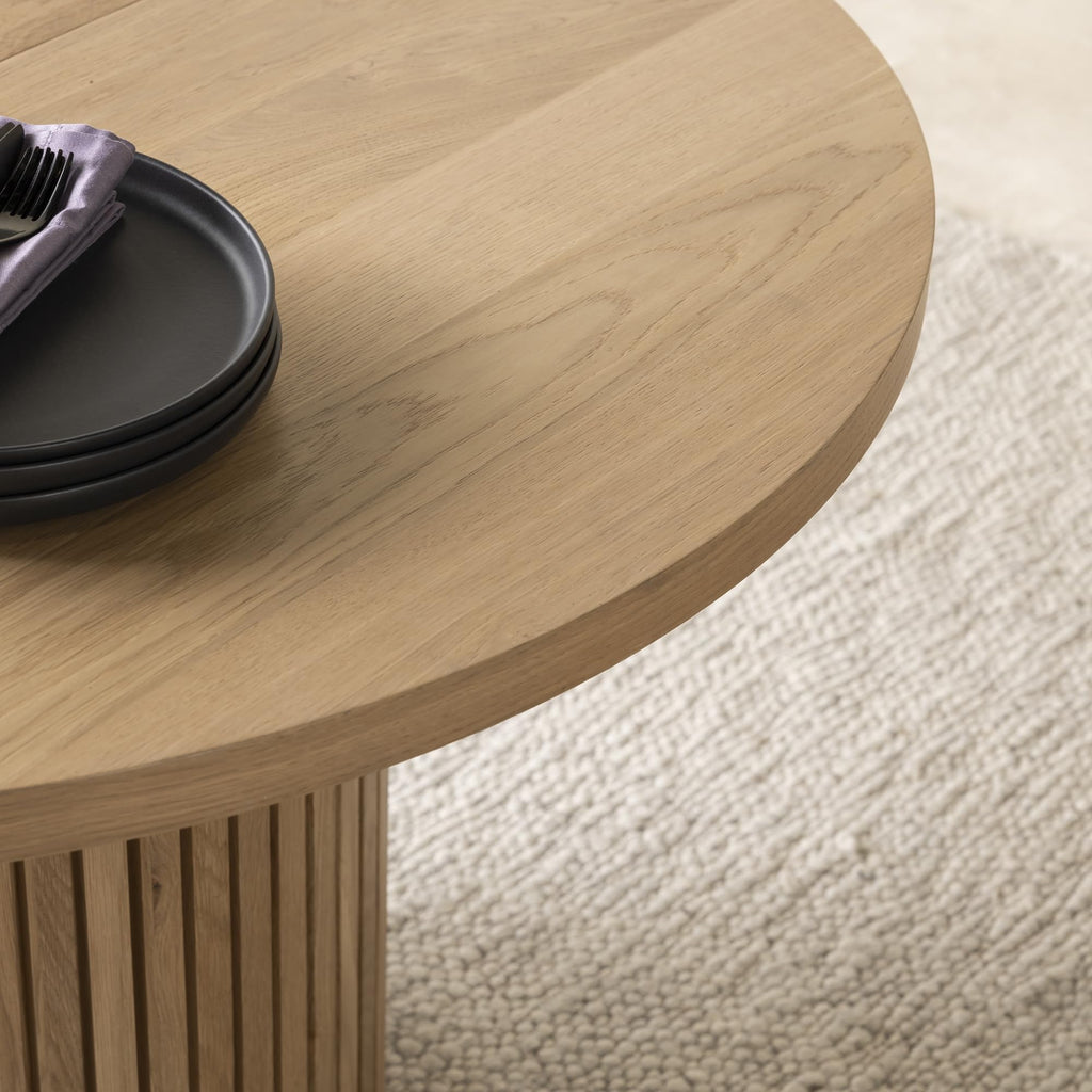 Transformer Table - Solid Wood Extendable Round Dining Table Set with 6 Chairs, Seats 2-10, Extendable Round Dining Set, Space-Saving Modern Furniture, Natural (Table + 6 Chairs)