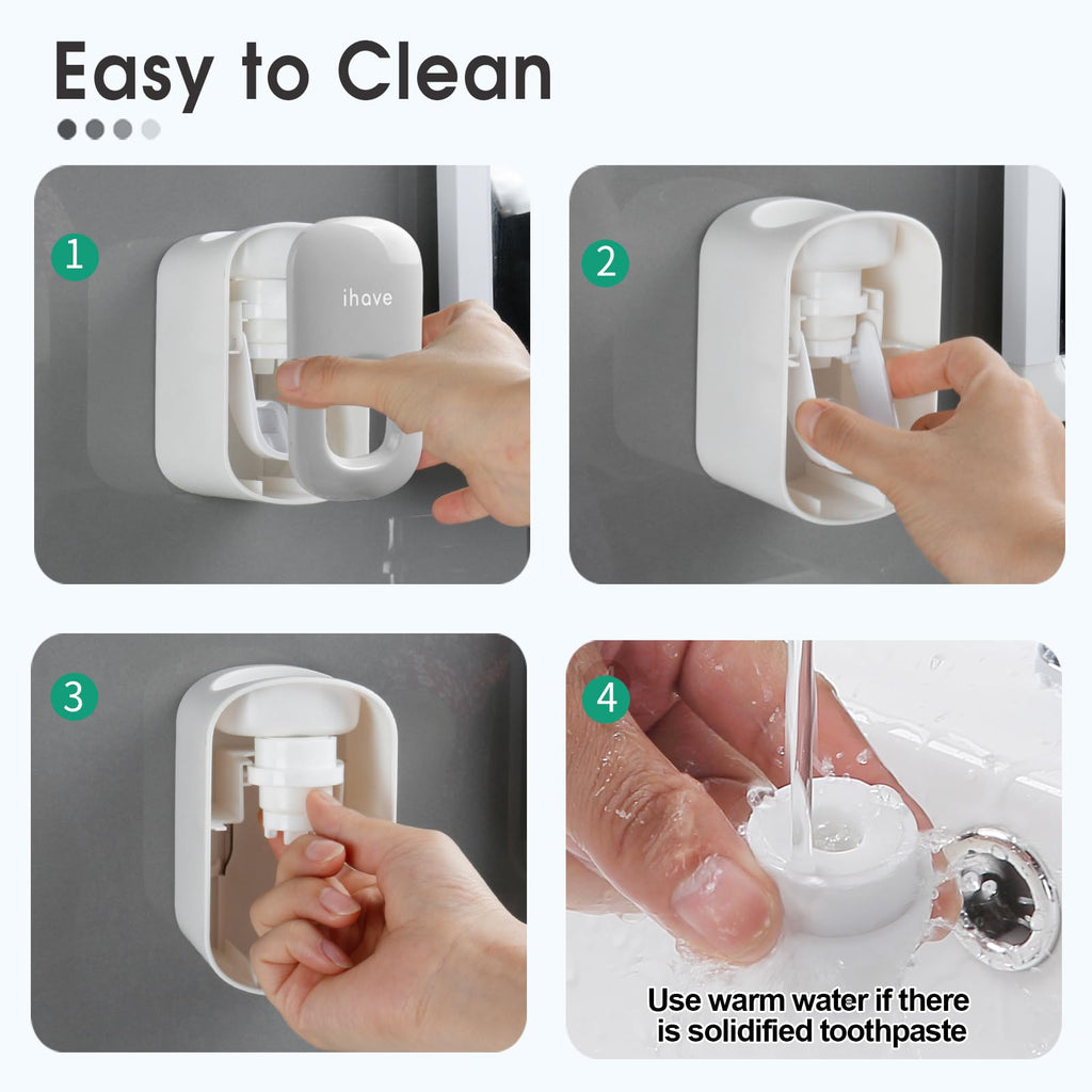 iHave Toothpaste Dispenser Wall Mount for Bathroom Automatic Toothpaste Squeezer (Grey)