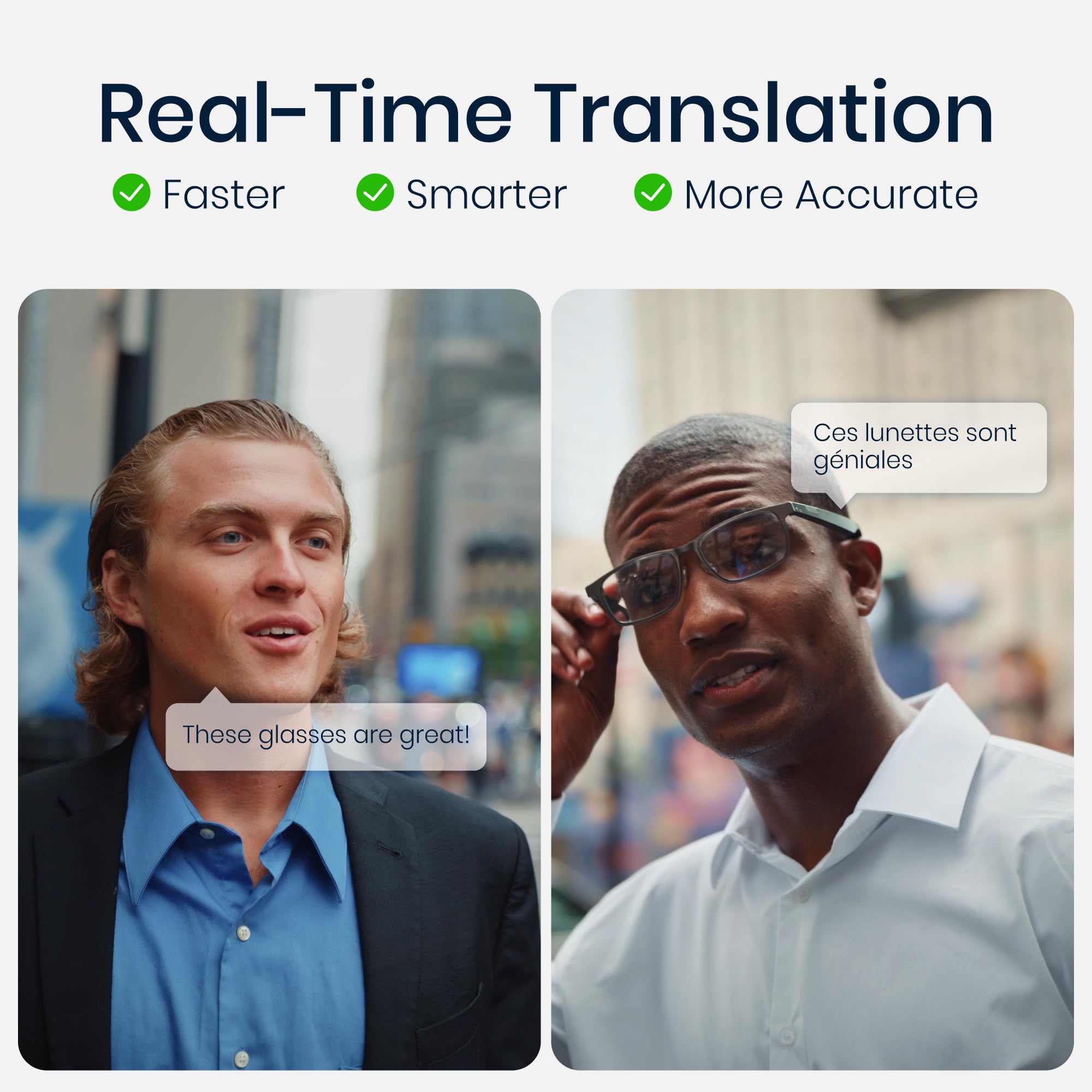 Dymesty AI Smart Glasses with Real-Time Translation & Meeting Transcription Titanium Frame, Bluetooth Open-Ear Audio, Voice Recording, No Camera Privacy-First, ChatGPT & Gemini, 48H Battery,Gray
