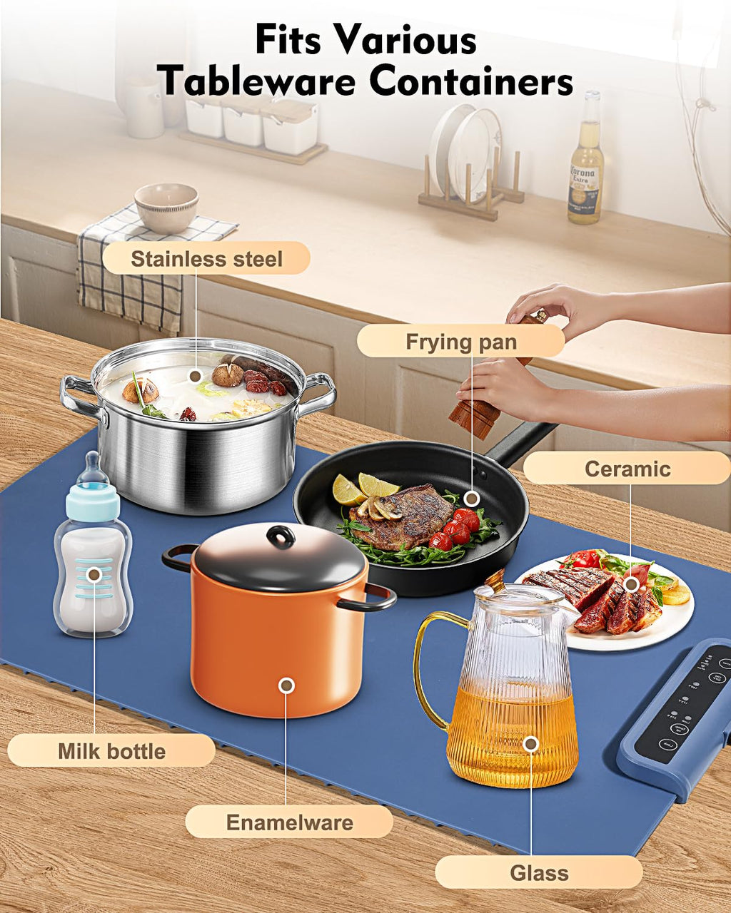 Food Warming Mat - Roll Up Portable Electric Warming Tray with 3 Temperature Settings, Silicone Heating Mat for Food, Food Warmers for Parties, Buffets Party, Travel, Daily Lives