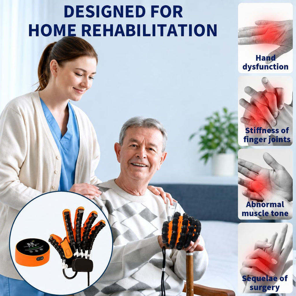 Rehabilitation Robot Gloves for Stroke Recovery, Auto Finger Exerciser for Assisted Hand Training and Hand Function Rehabilitation (Letf Hand L)