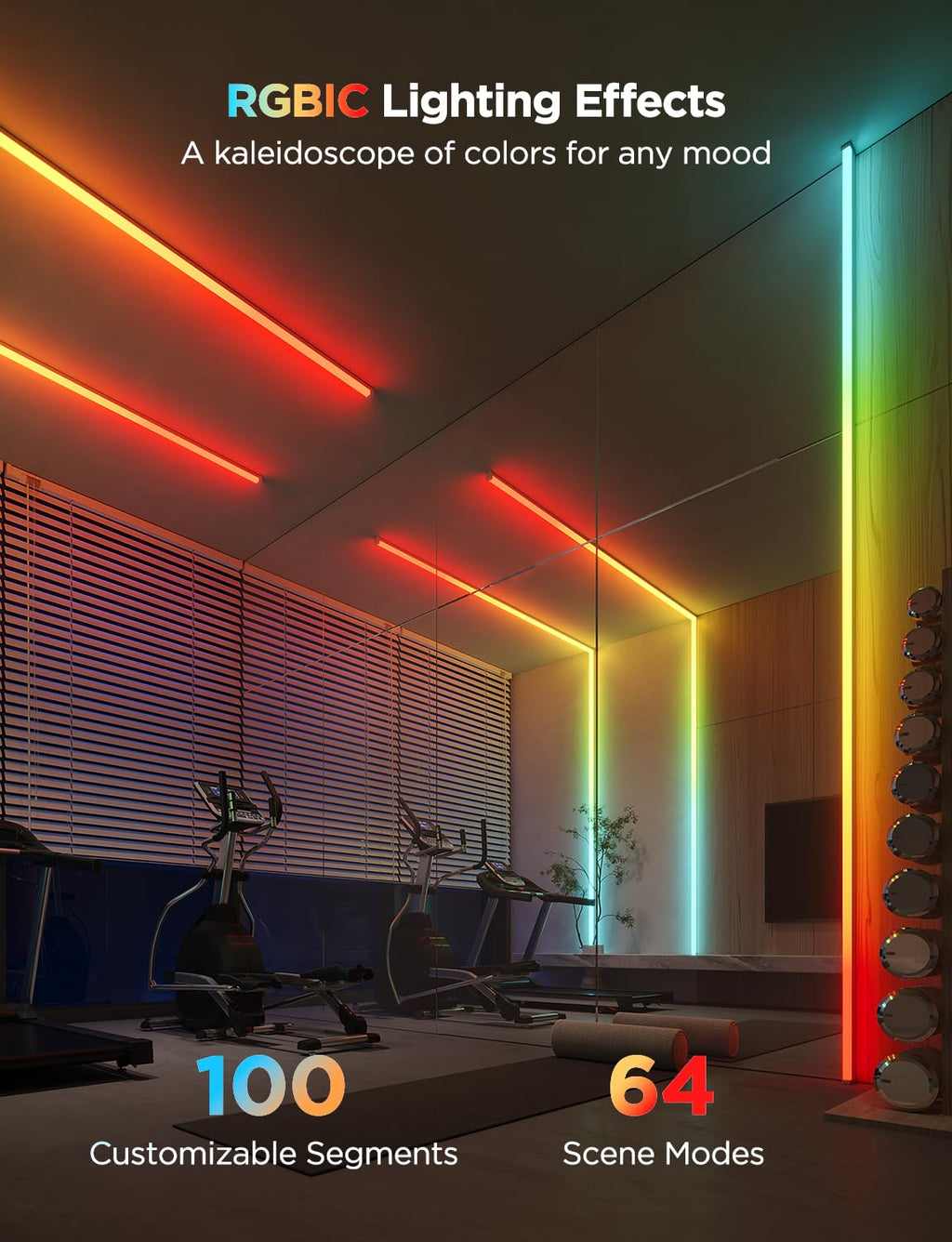 Govee RGBIC LED Strip Lights 32.8ft with Covers, Smart Lights Work with Alexa and Google Assistant, LED Diffuser Channel with LED Lights for Bedroom, Skirting Lines, Studio, Cabinet