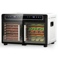 Electactic Food Dehydrator, Dual Chamber Design - Independent Temp Control - Flavor Separation - Keep Warm Mode, 176℉ Meat Dehydrator for Jerky, Fruit, Vegetables, Herbs - 16 Stainless Steel Trays