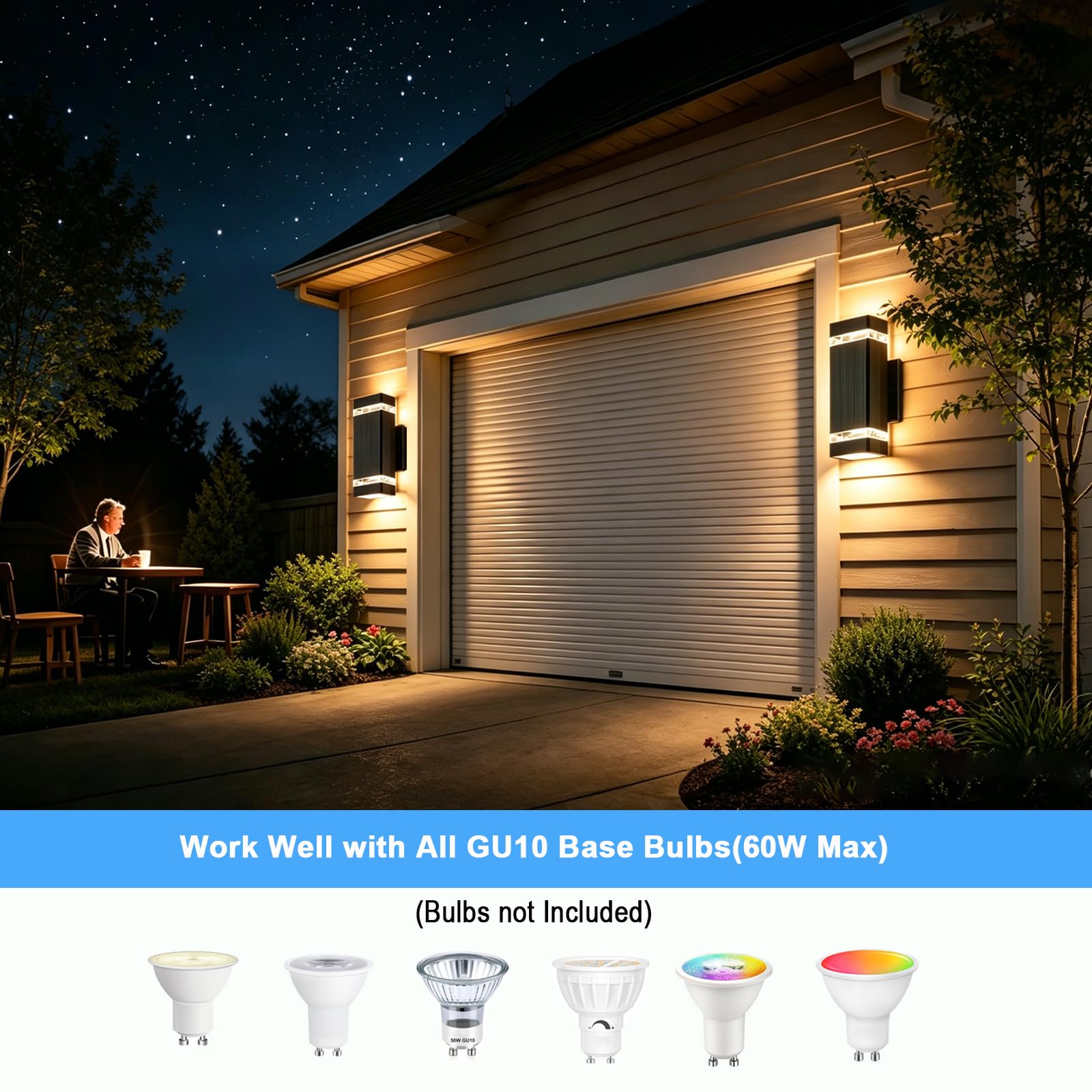 iYogaled Outdoor Dusk to Dawn Wall Lights, Up and Down Exterior Light Fixtures, Outside Modern Porch Lights for Garage,Front Door, Waterproof Black Wall Sconce [ETL Listed].