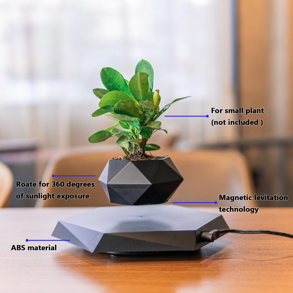 Magnetic Levitation Floating Plant Pot, Magnetic Levitating Plant Pot for Plants,360°Rotating Levitating Desk Decor for Home & Office,Floating Pot Gift for Plant Lovers,Birthday, Christmas, New Year