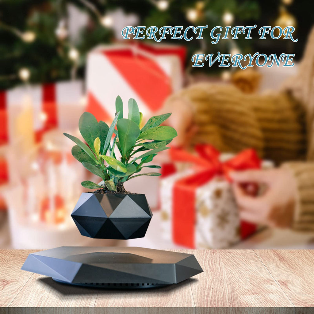 Magnetic Levitation Floating Plant Pot, Magnetic Levitating Plant Pot for Plants,360°Rotating Levitating Desk Decor for Home & Office,Floating Pot Gift for Plant Lovers,Birthday, Christmas, New Year