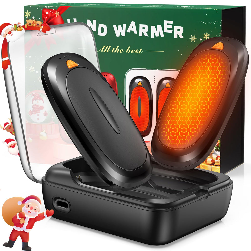 3-in-1 Electric Hand Warmers Rechargeable 2 Pack,14000mAh Portable Dual-Sided Handwarmer with Charging Case, 3 Levels Fast Heating Pocket Warmers,Gifts for Men,Women,Raynauds,Hunting Gear(Black)