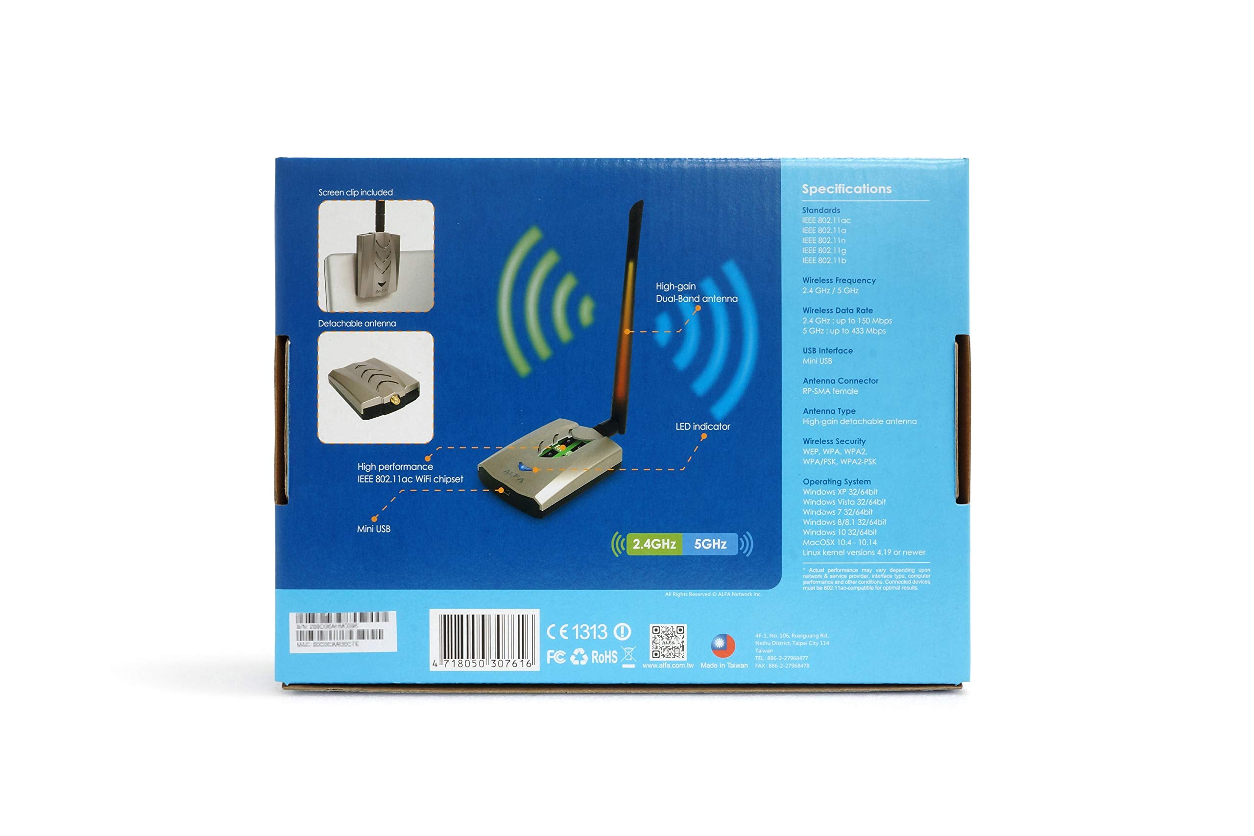 Alfa AWUS036ACHM 802.11ac WiFi Range Boost USB Adapter