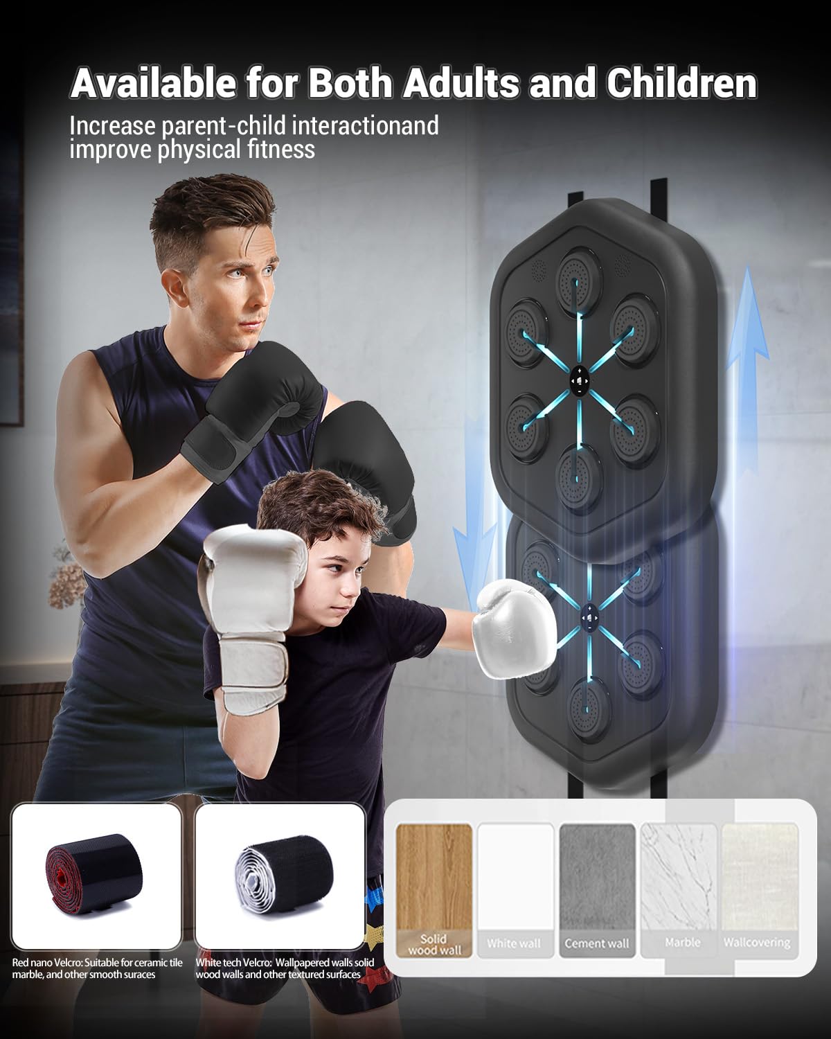 MAITUFIT Smart Music Boxing Machine M4, Professional Online Boxing Lessons for Sculpting Fat Burning - 24H Standby, 160 Synced LED Lights, Wall-Mount Punching Bag for Home Gym