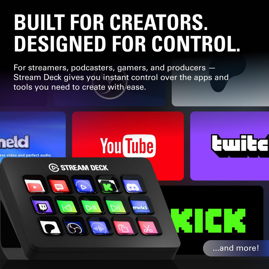 Elgato Stream Deck MK.2 – Studio Controller, 15 macro keys, trigger actions in apps and software like OBS, Twitch, YouTube and more, works with Mac and PC