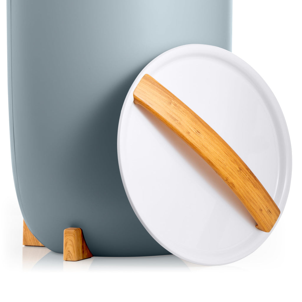 Zadro Large Hot Towel Warmer Bucket Timer Electric Towel Warmer for Bathroom Auto-Shut Off Heated Towel Warmer Spa (Large | 20L | 12" Dia. x 21" Tall, Bamboo/French Blue)