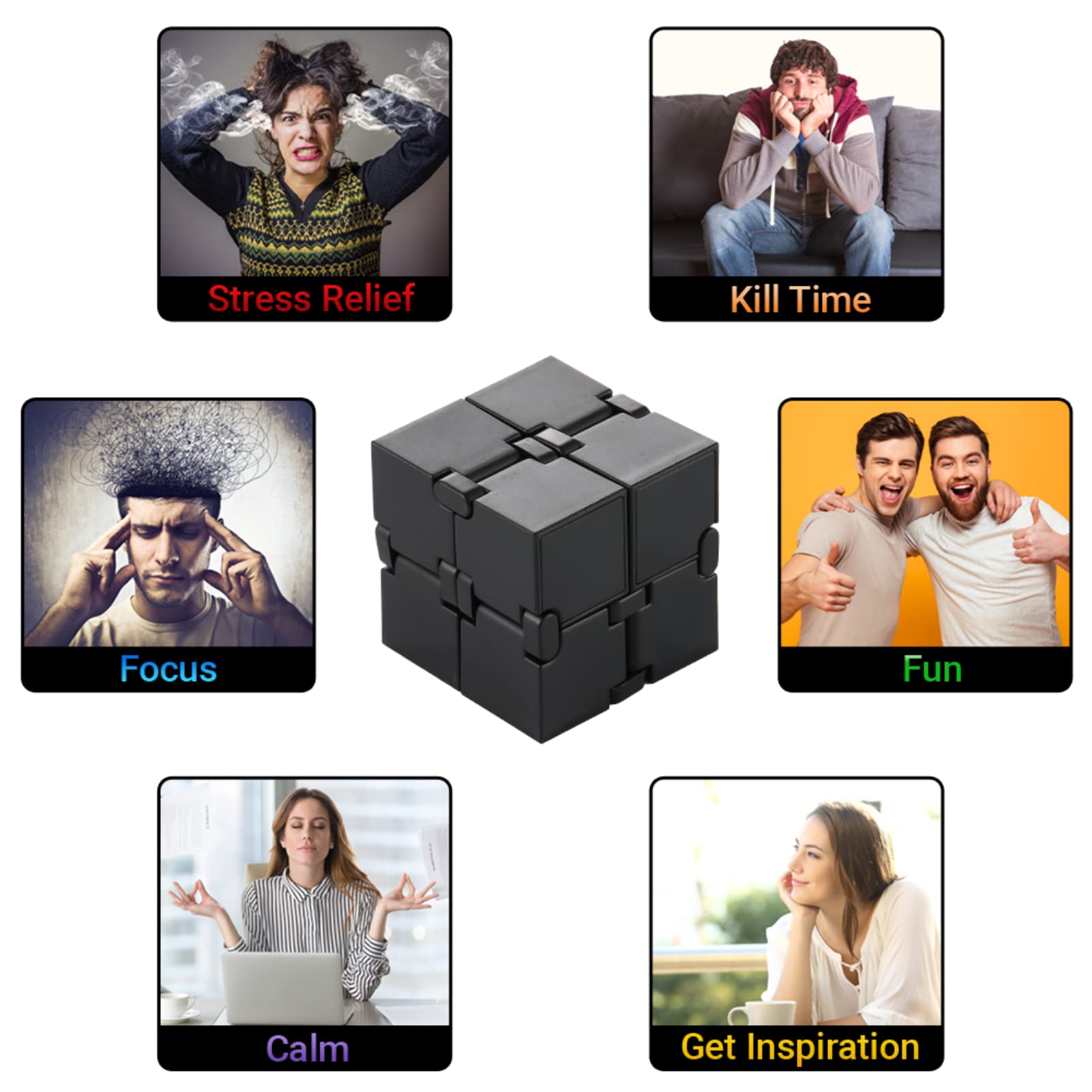 Infinity Cube Sensory Fidget Toy, EDC Fidgeting Game for Kids and Adults, Cool Mini Gadget Best for Calming and Stress Relief and Kill Time, Autism Toys Dementia Gift Stocking Stuffers