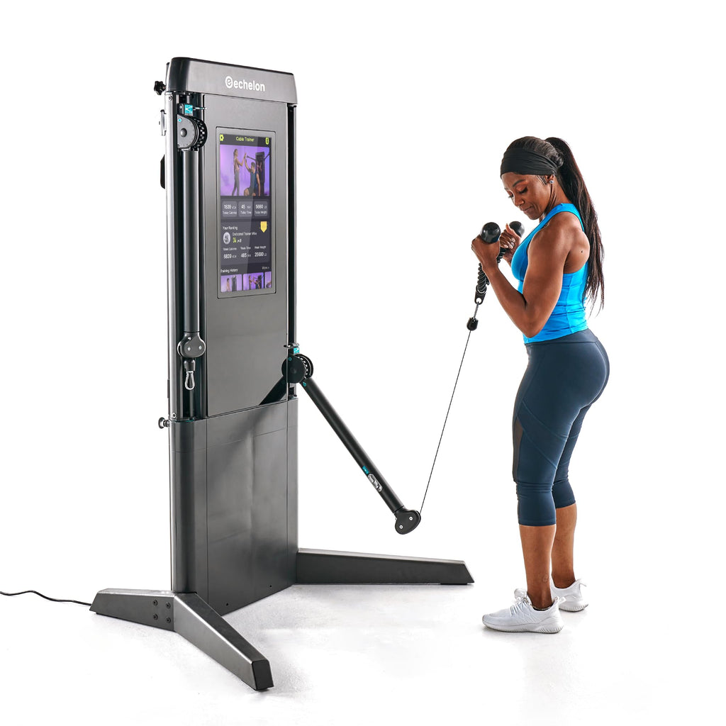 Echelon Strength Pro Commercial Grade Smart Wall-Mounted Trainer with 24” HD Touchscreen, 132 lb Digital Resistance Per Arm, Guided Workouts, WiFi Enabled