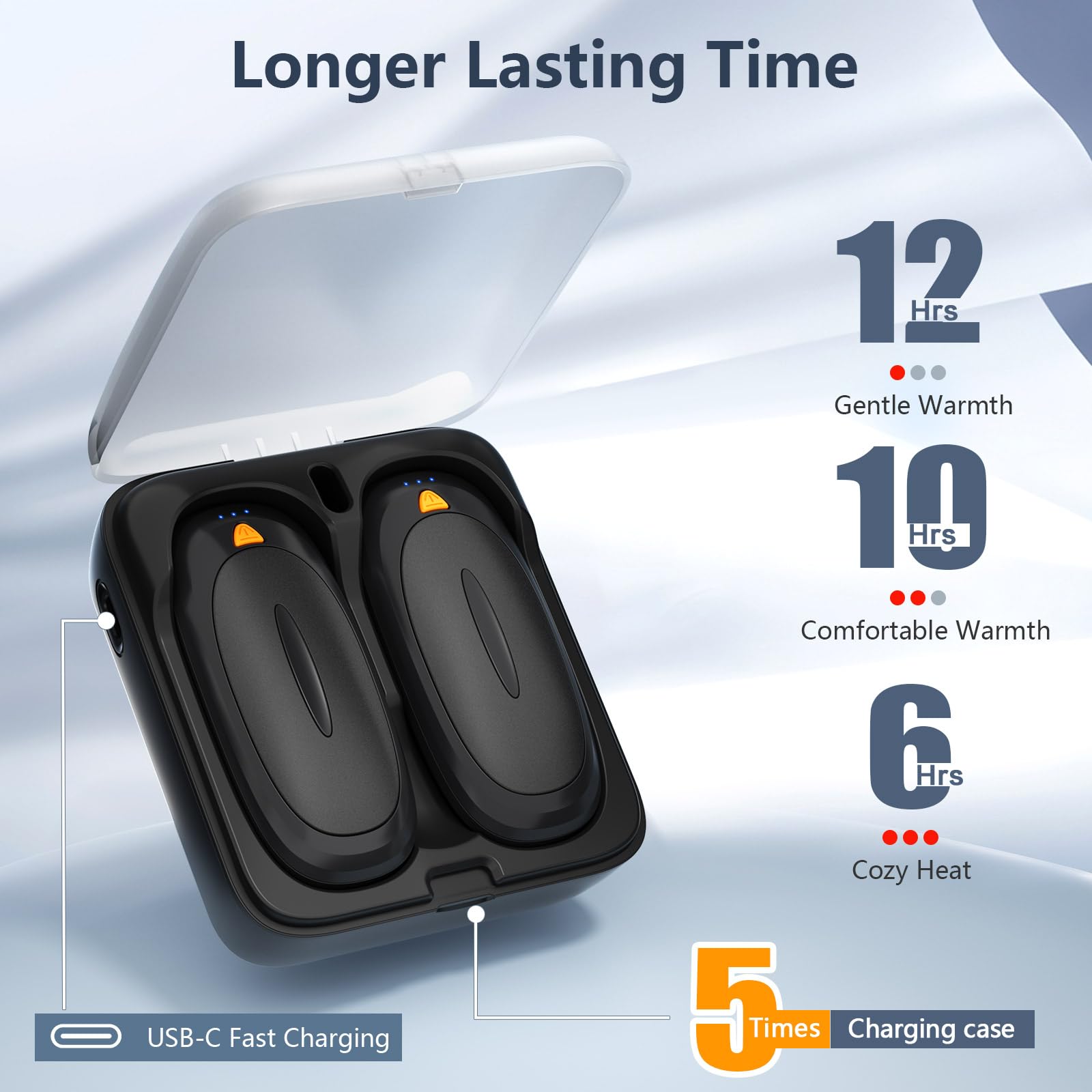 3-in-1 Electric Hand Warmers Rechargeable 2 Pack,14000mAh Portable Dual-Sided Handwarmer with Charging Case, 3 Levels Fast Heating Pocket Warmers,Gifts for Men,Women,Raynauds,Hunting Gear(Black)