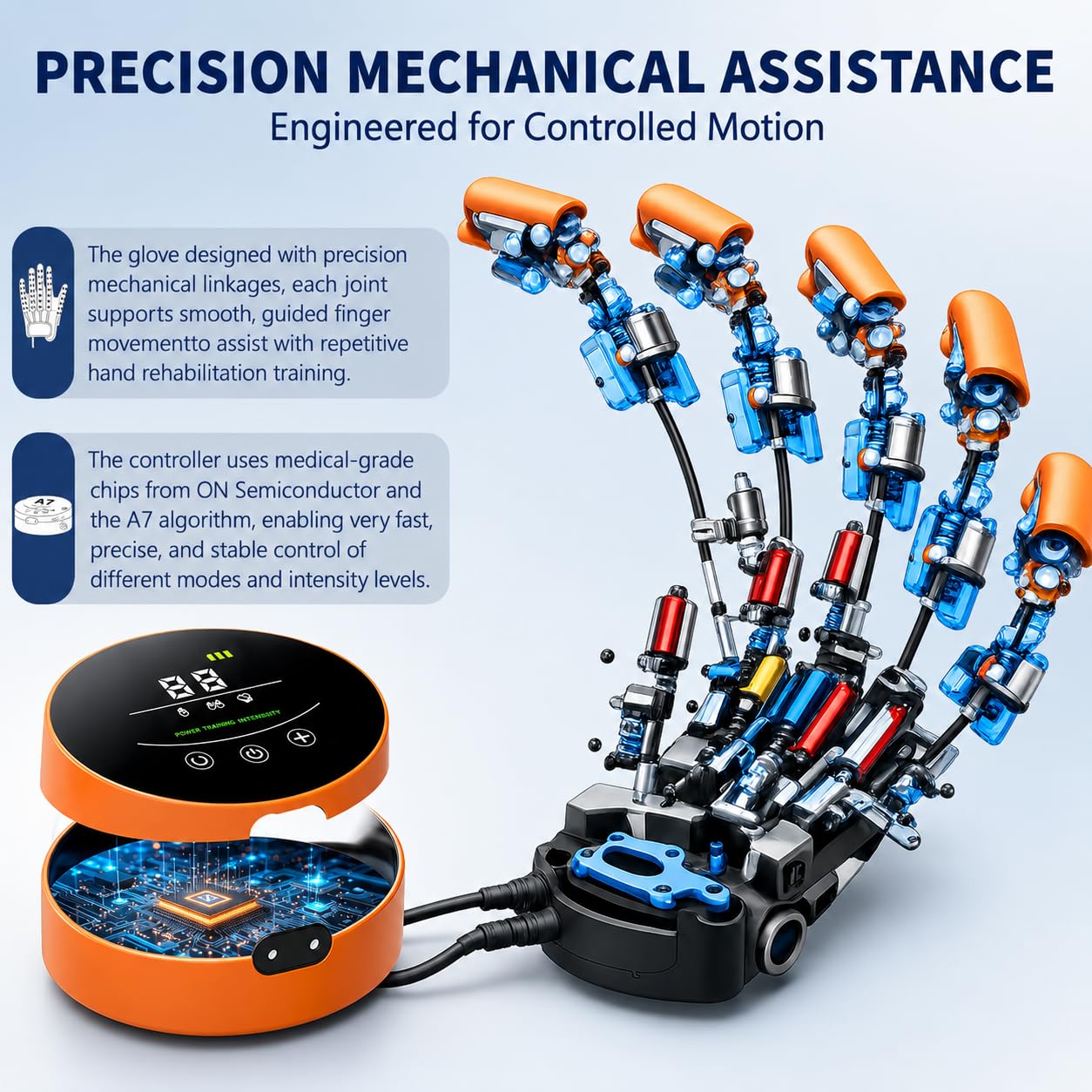 Rehabilitation Robot Gloves for Stroke Recovery, Auto Finger Exerciser for Assisted Hand Training and Hand Function Rehabilitation (Letf Hand L)