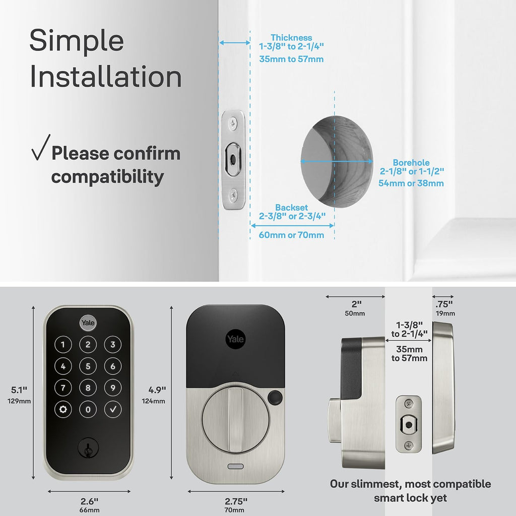 Yale Assure Lock 2 Touch Deadbolt, Black Suede Keyed Smart Entry Door Lock with Wi-Fi Connected Touchscreen Keypad for Code Entry and Remote Access for Vacation Rental Hosts, YRD420-CB1-BSP
