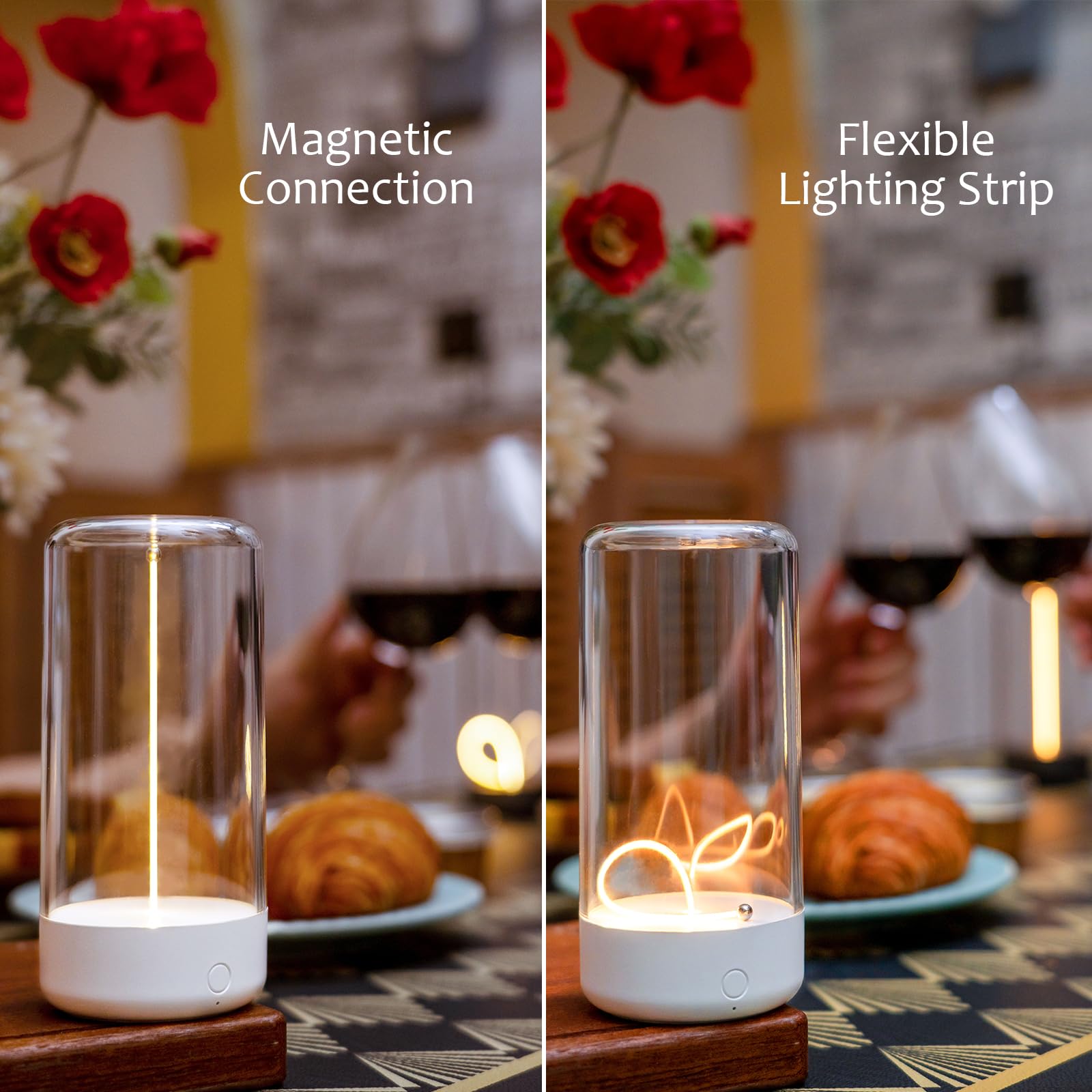 AUGE LIGHT Mini Minimalist Table Lamp Cordless Lamp Rechargeable Table Lamp Portable Nightstand Lamps Desk Lamps for Home Office Unique Ambient Light Mood Lighting for Desk Decor Beside (White)