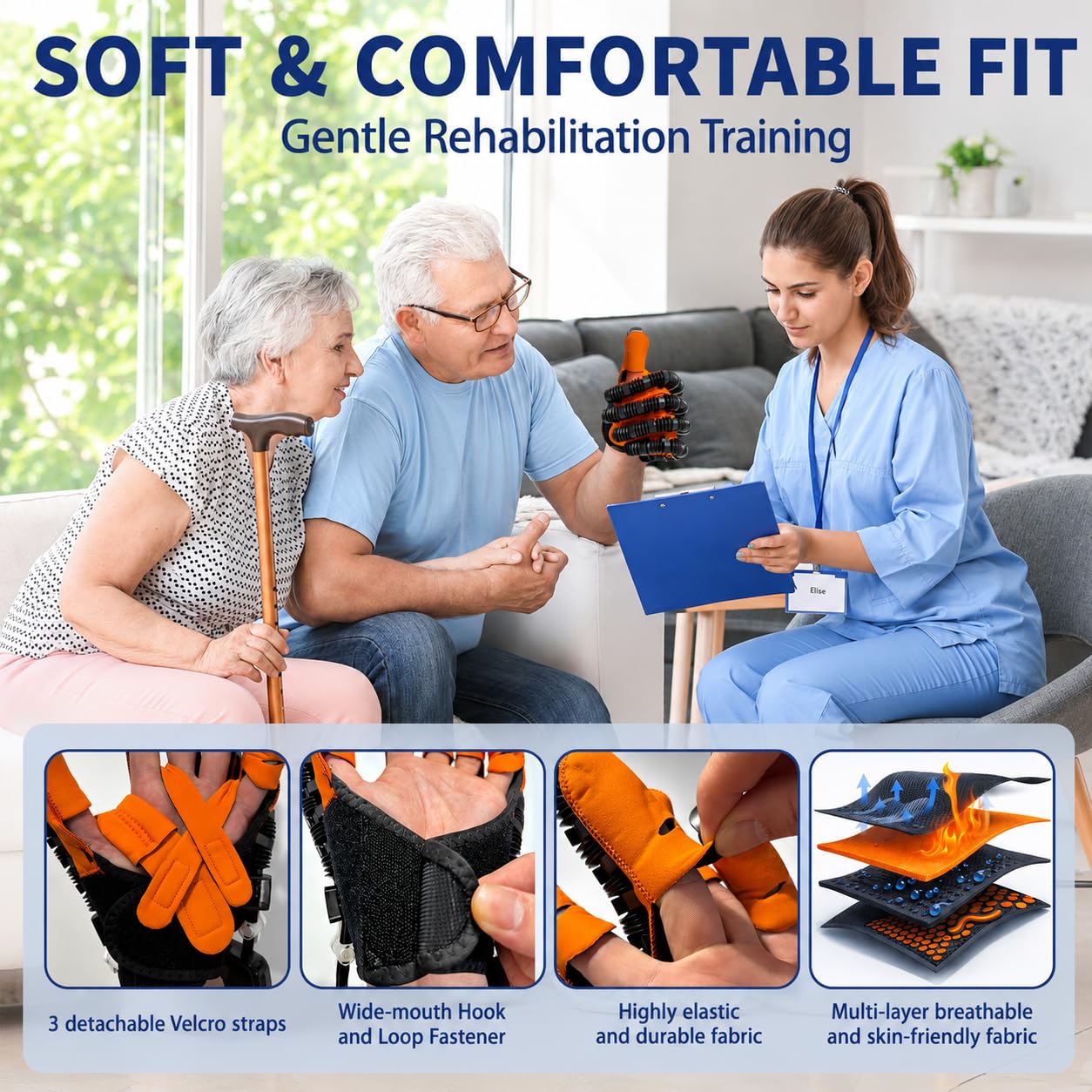 Rehabilitation Robot Gloves for Stroke Recovery, Auto Finger Exerciser for Assisted Hand Training and Hand Function Rehabilitation (Letf Hand L)