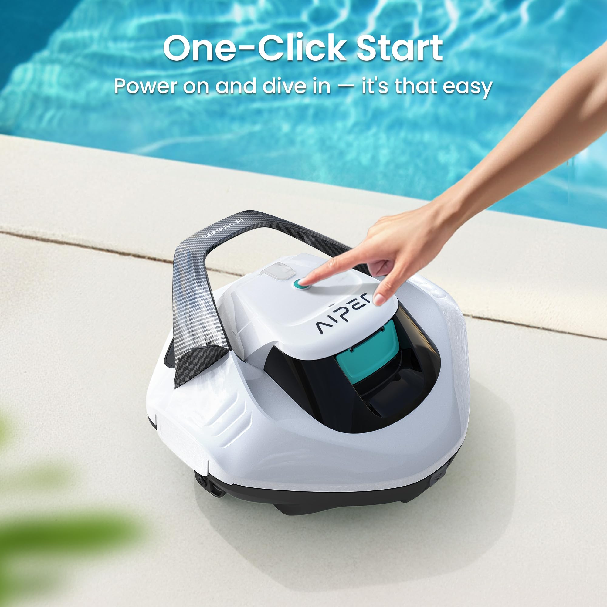 (2026 Upgrade) AIPER Seagull SE Cordless Robotic Pool Cleaner with 100 Mins Runtime, Powerful 1320GPH Suction,Smart Self-Parking, Pool Vacuum for Above Ground Pools up to 860 Sq.ft, Pearl & Cyan