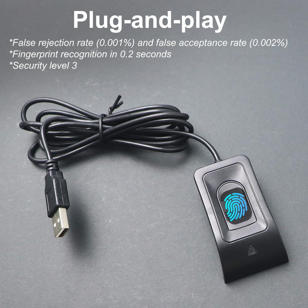 JIAN BOLAND USB Fingerprint Reader Fingerprint for Windows10/11, Windows Hello Automatic Driver Installation with 5ft Extension Cable-Windows Password Free Operation