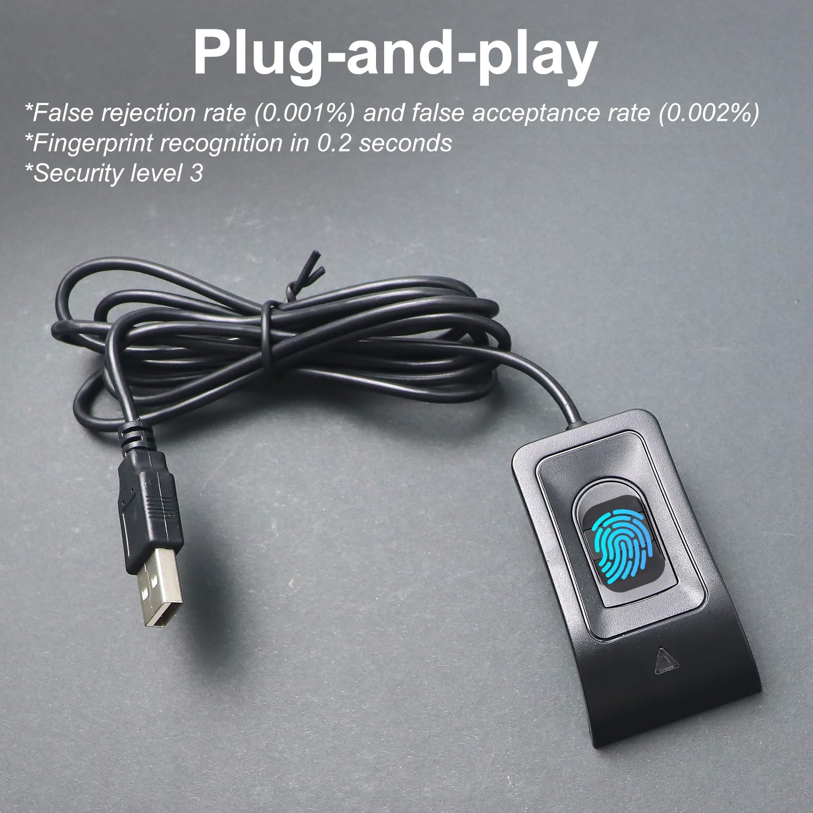 JIAN BOLAND USB Fingerprint Reader Fingerprint for Windows10/11, Windows Hello Automatic Driver Installation with 5ft Extension Cable-Windows Password Free Operation