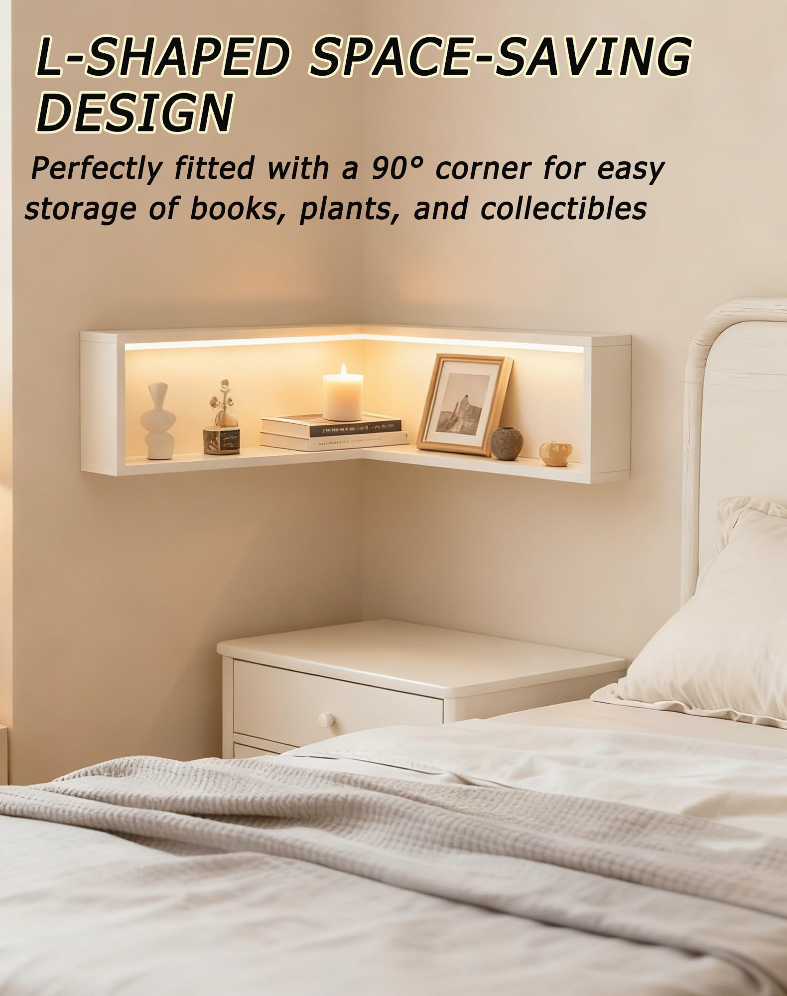 Smart Corner Shelves That Light up Your Space, Illuminated Corner Shelf with Remote, No-Drilling Illuminated Corner Blind Boxes Shelf, Floating Corner Shelves for Wall,For Collectibles (1,With lights)